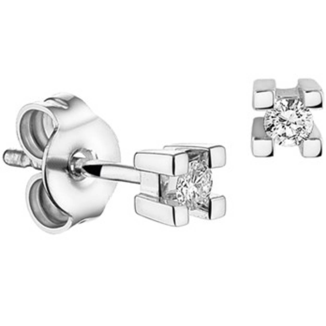 Witgouden oorknoppen met diamant.