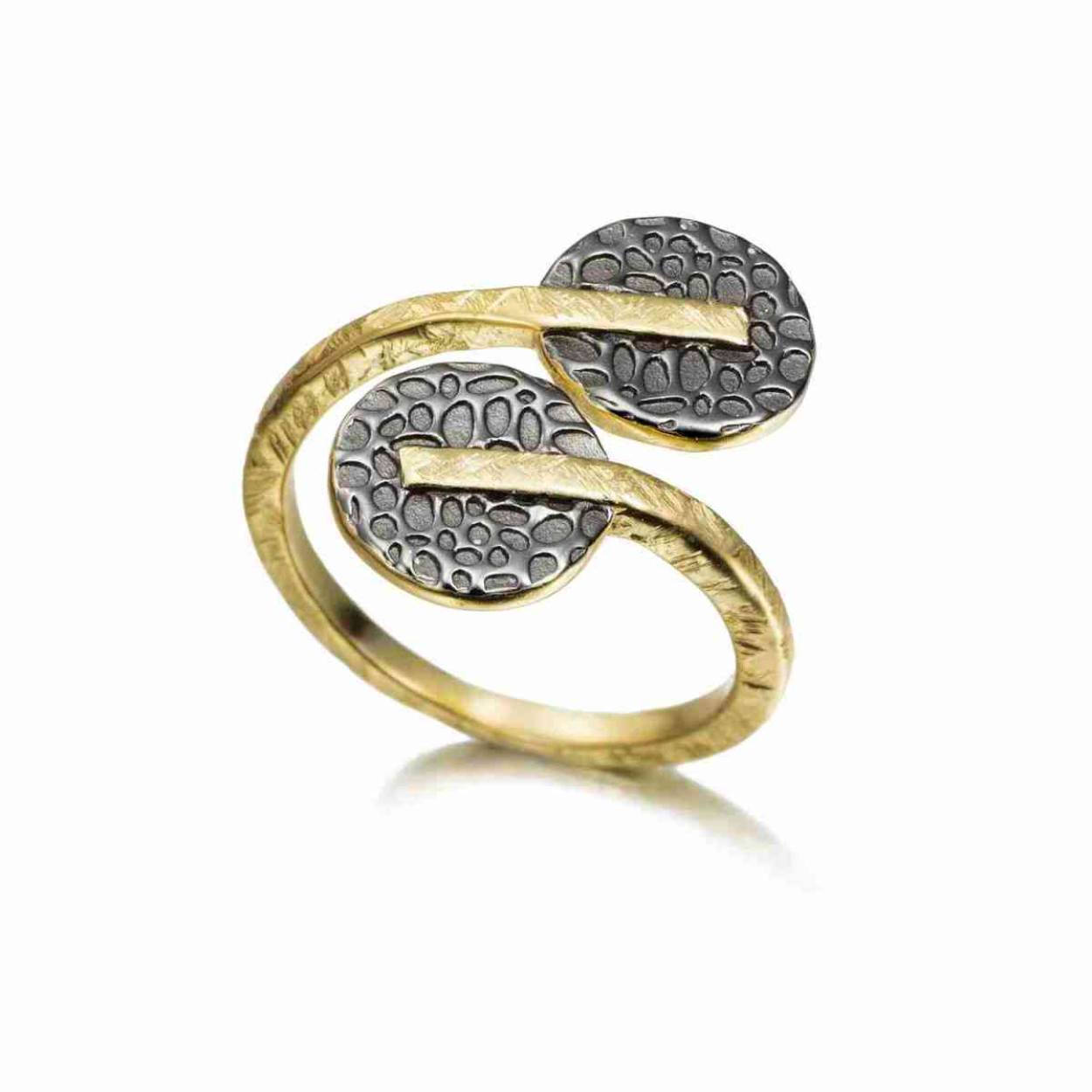 Jorge Revilla geoxideerd zilver 18krt vergulde ring