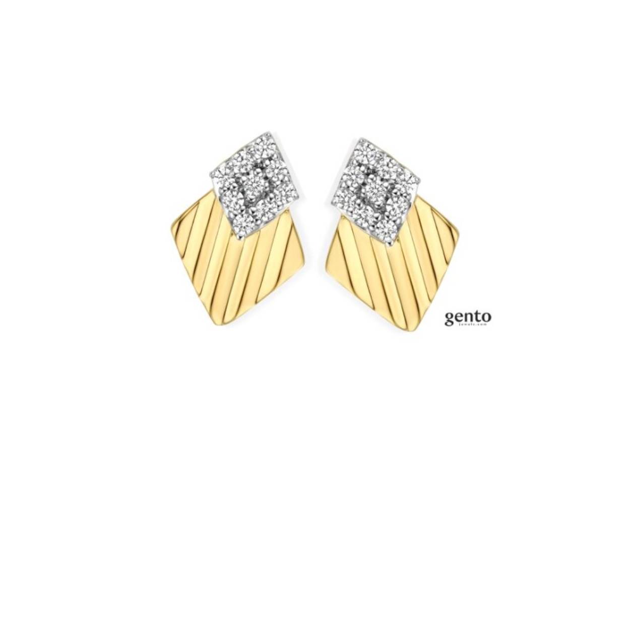 Oorbellen bicolor zilver/gold gento jewels