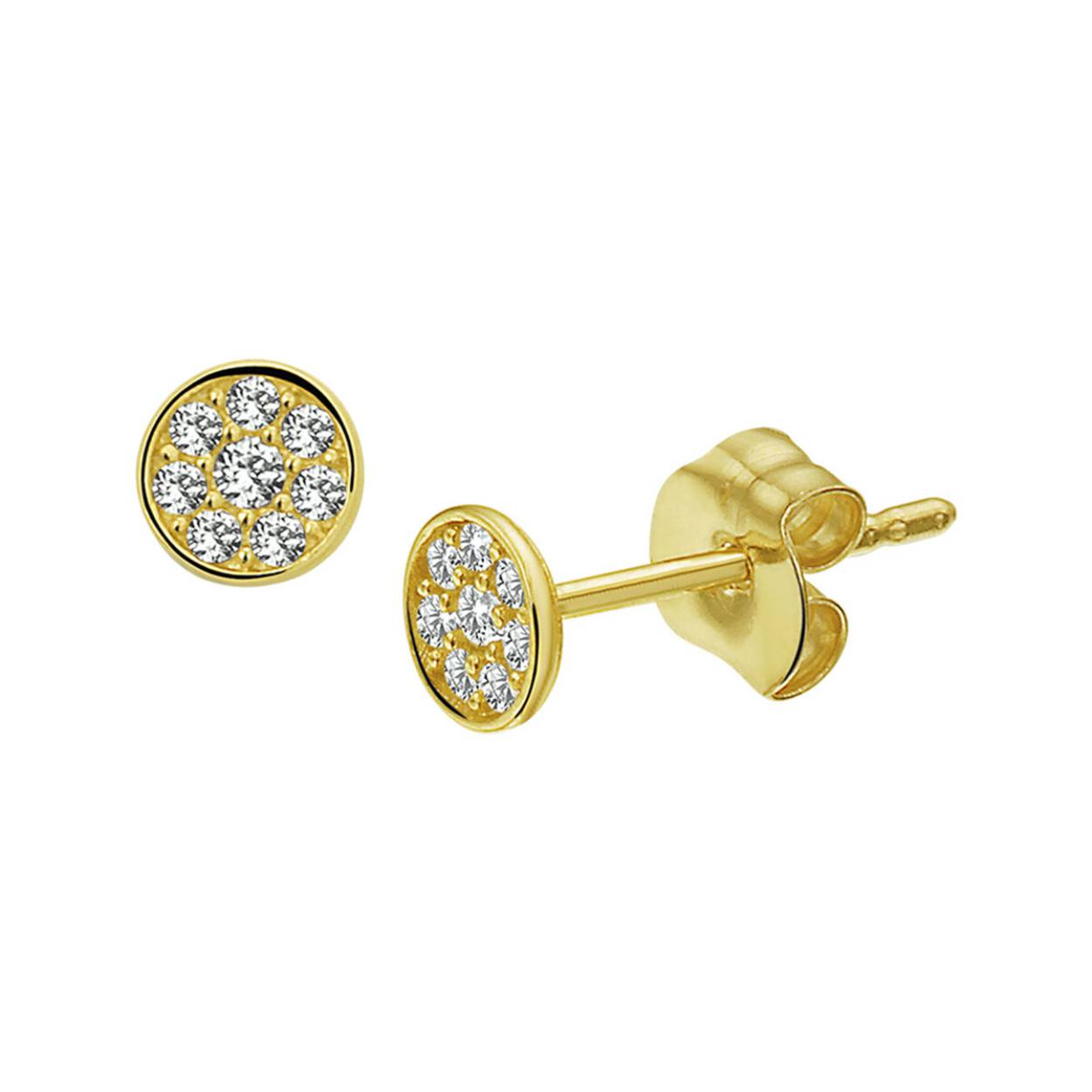 Geelgouden oorknoppen met zirkonia.