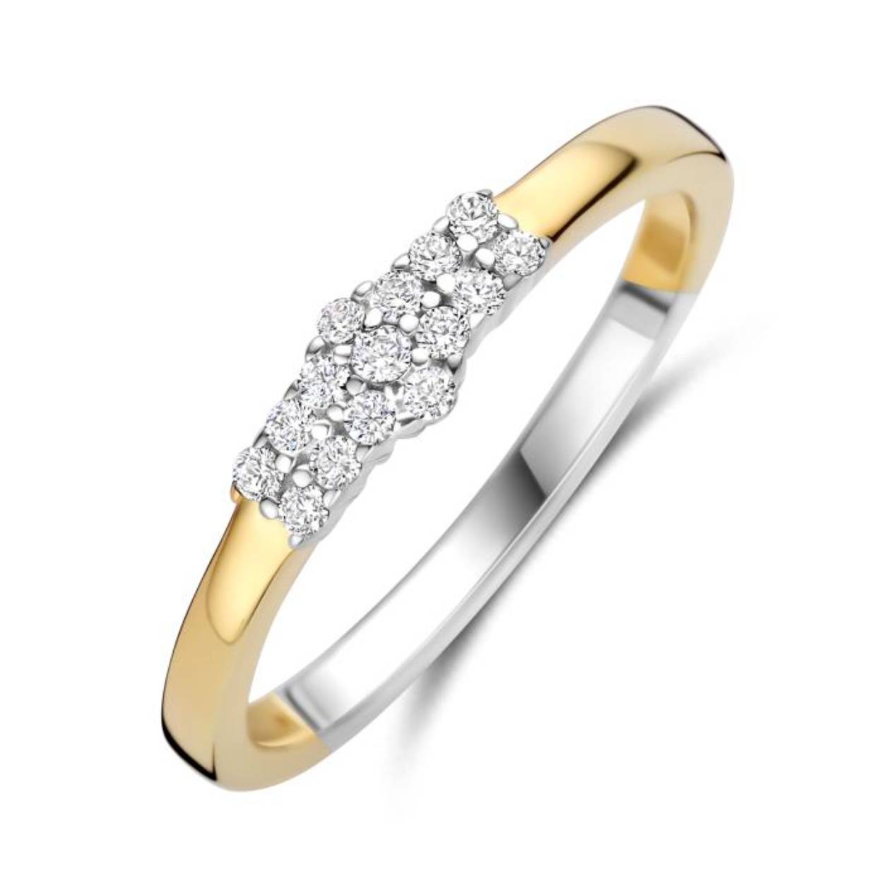 De ring is vervaardigd uit zilver met een laag plaque. De ring is gezet
met zirkonium.