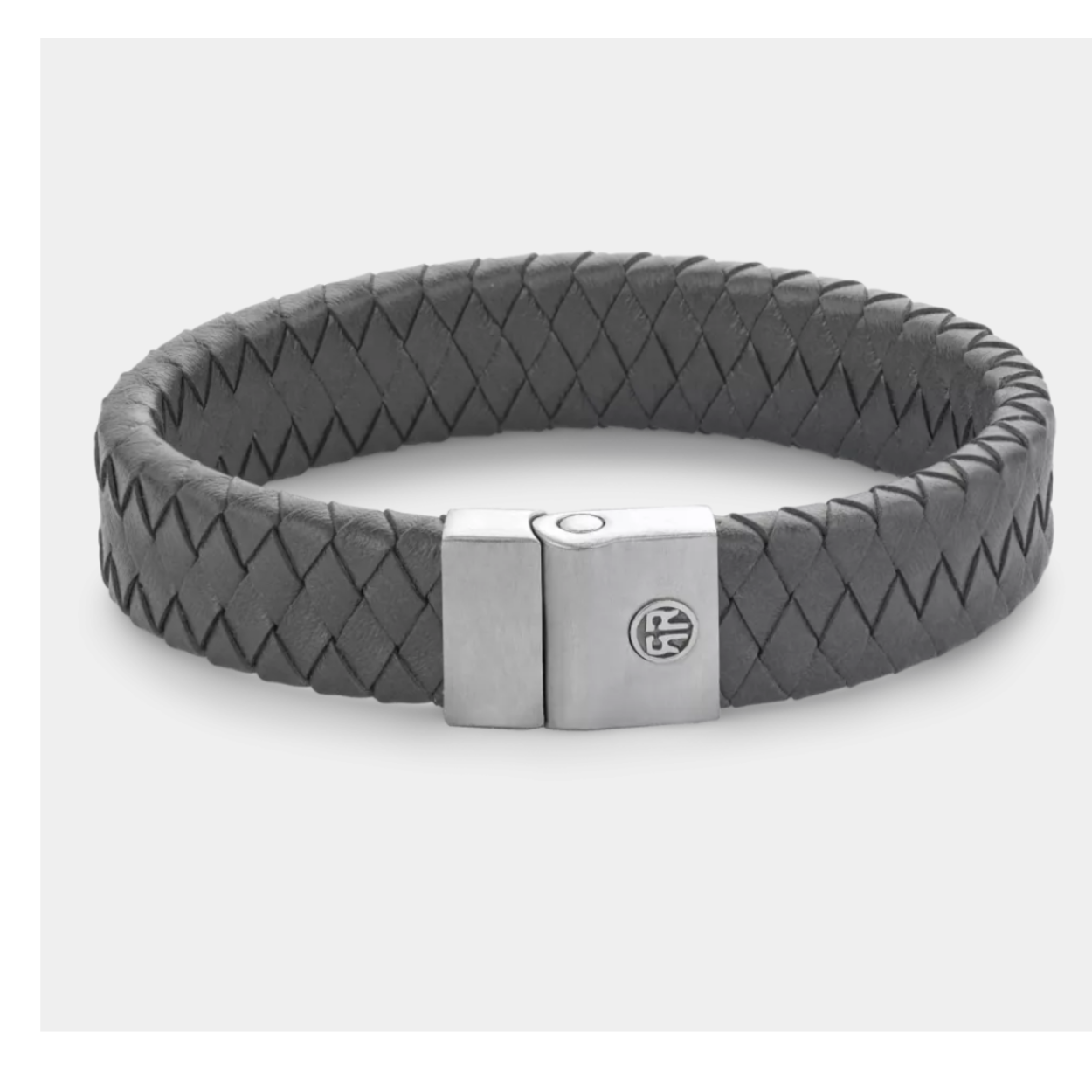 Rebel & Rose Armband Full Metal Premium 15mm Grey Leer/Staal RR-M0050-S-M 