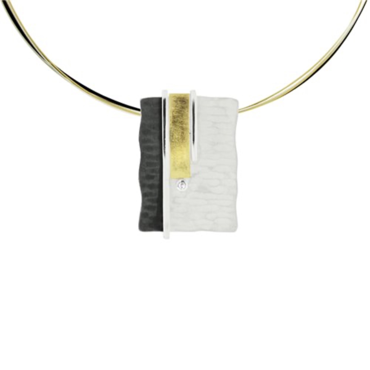 AUD-P1916D zilveren hanger met goud en een briljant