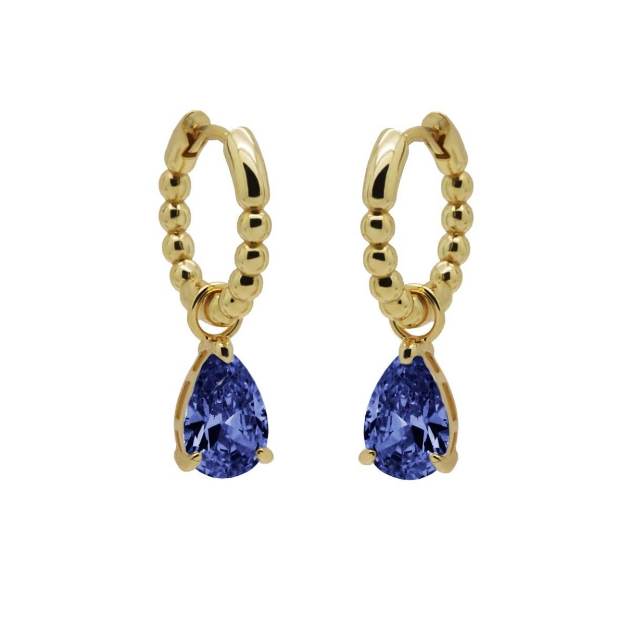 A106GP_SB Karma oorhangers | zilver verguld | blauwe zirkonia