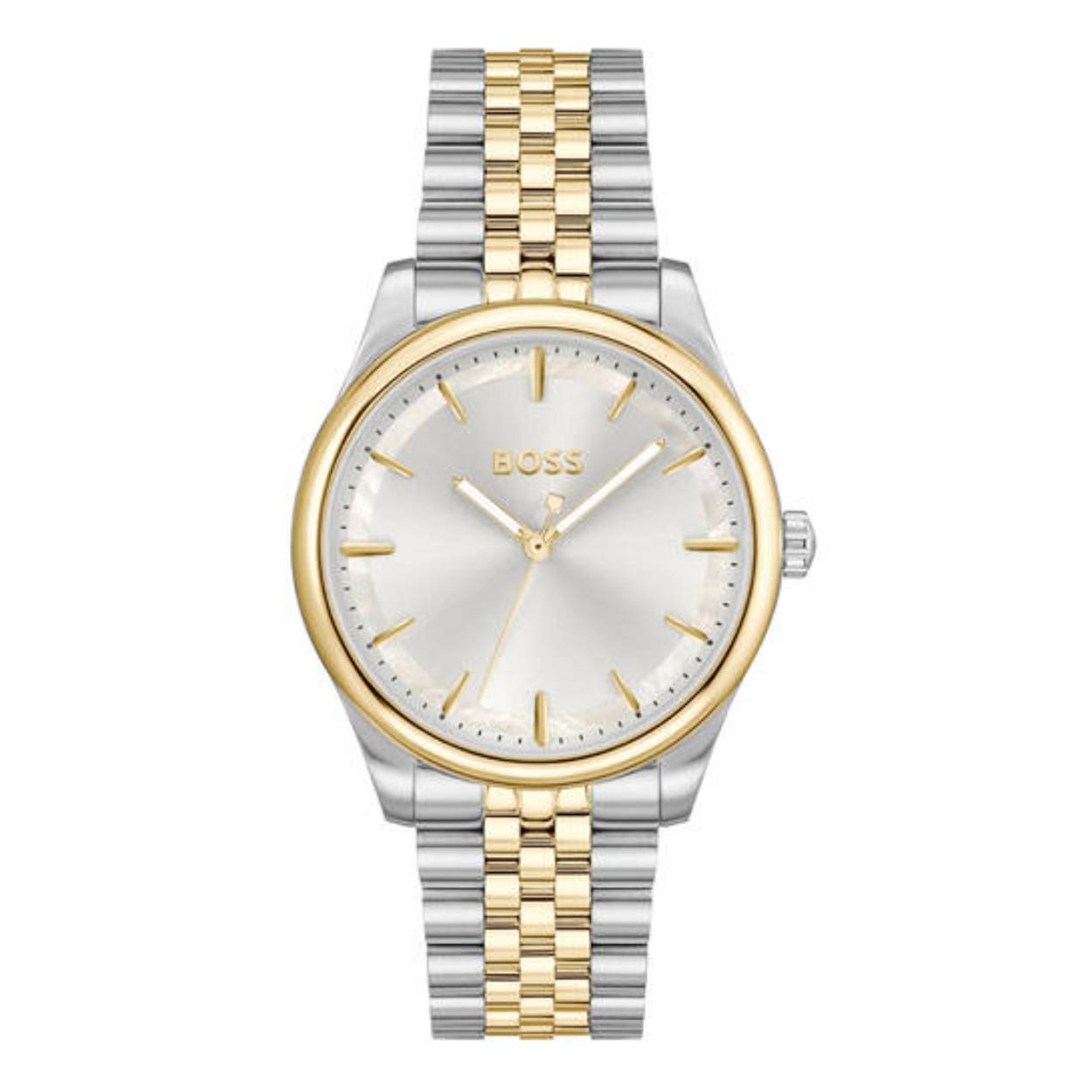 BOSS HB1502779 GRACEFUL Dameshorloge 36mm 
Dit BOSS horloge uit de GRACEFUL serie met artikelnr: HB1502779 heeft een luxe uitstraling. Zeer geschikt voor de moderne stijlvolle vrouw van nu. Het dameshorloge valt op door zijn stalen horlogekast met een gladde goudkleurige bezel en een zilverwitte sunray wijzerplaat met een parelmoer buitenrand. Opvallend zijn de fijne wijzers en het strakke BOSS logo. Aan de kast zit een stalen mat glanzende bicolor schakelband met een vouwsluiting. Het horloge heeft een doorsnee van 36mm met een mineraalglas en is 3ATM. 

HET MERK:
HUGO BOSS is afgestemd op levensstijlen waar het gaat om kwaliteit en precisie. Het wereldwijde fashionlabel is verdeeld in twee merken: BOSS en HUGO. Het merk BOSS biedt geavanceerde, moderne horloges gericht op kwaliteit en design om een onberispelijke look te creëren – of het nu zakelijk, casual of sportief is. De horloge collectie van BOSS is perfect afgestemd op levensstijlen waar het gaat om kwaliteit en precisie. BOSS is op maat gemaakt in een onberispelijke stijl.

Blijf stijlvol bij de tijd. Voor de BOSS-vrouw is stijl het handelsmerk en draait alles om
details. Breng uw look naar een hoger niveau met onze nieuwe en kenmerkende horlogecollectie.

SPECIFICATIES:
- Mineraalglas
- Ronde kastvorm, Ø 36mm
- Stalen horlogekast
- Zilverwitte wijzerplaat
- Stalen schakelband
- 3ATM