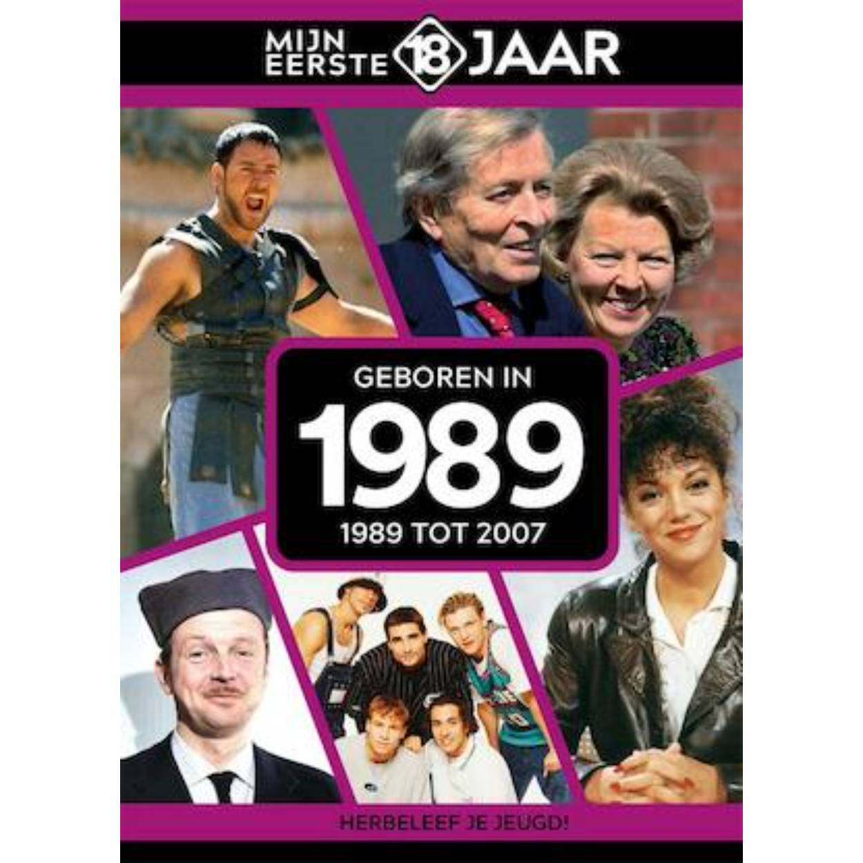 MIJN EERSTE 18 JAAR; GEBOREN IN 1989 De jaren van 1989 tot 2007 Mijn Eerste 18 Jaar is hét boek vol met ‘oh ja!’-momenten. Droom weg bij alle hoogtepunten uit jouw jeugd. Zo beleef je de meest spraakmakende momenten uit de eerste 18 jaar van jouw leven opnieuw. Aan welke hits, films en tv-programma’s heb je mooie herinneringen? Hoe was de mode toen, het straatbeeld en de rages? Welke sporthelden zijn je bijgebleven? En wat was het nieuws waar iedereen het over had? Mijn Eerste 18 Jaar staat boordevol jeugdsentiment. Met maar liefst 182 pagina’s aan kleurrijke foto’s, anekdotes en iconische beelden uit jouw jonge jaren. Ook hebben we per jaar de grootste hits voor je verzameld. Scan de code en beluister jouw hits. Begin met bladeren en herbeleef je jeugd!