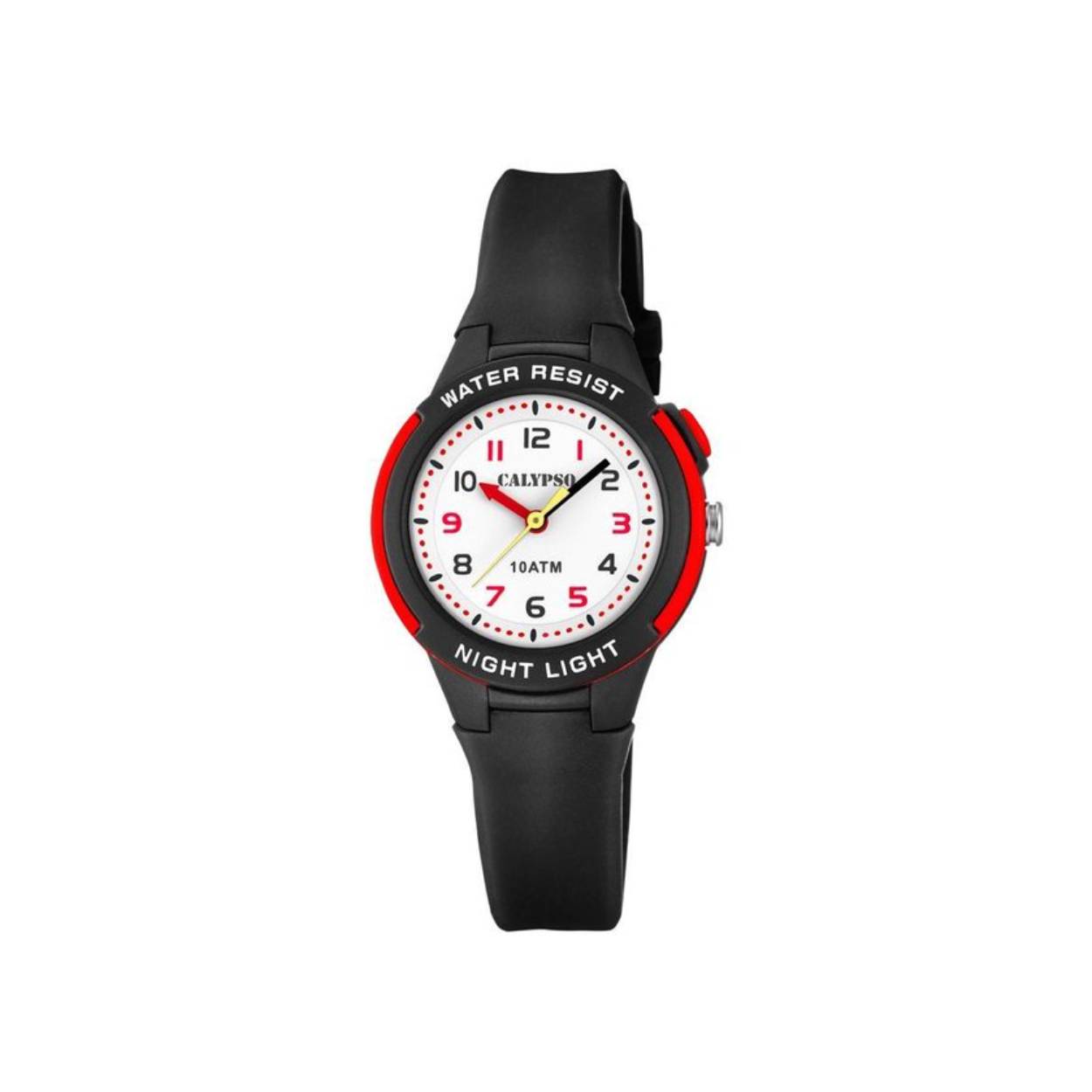 Kinderhorloge met witte wijzerplaat en zwarte siliconenband
