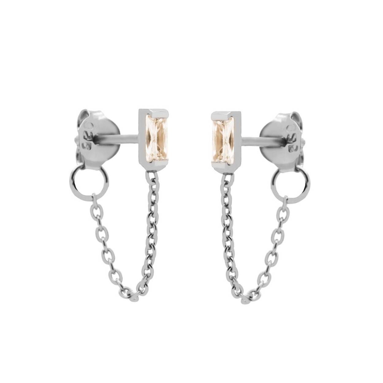 Chain zirkonia single champaign square silver