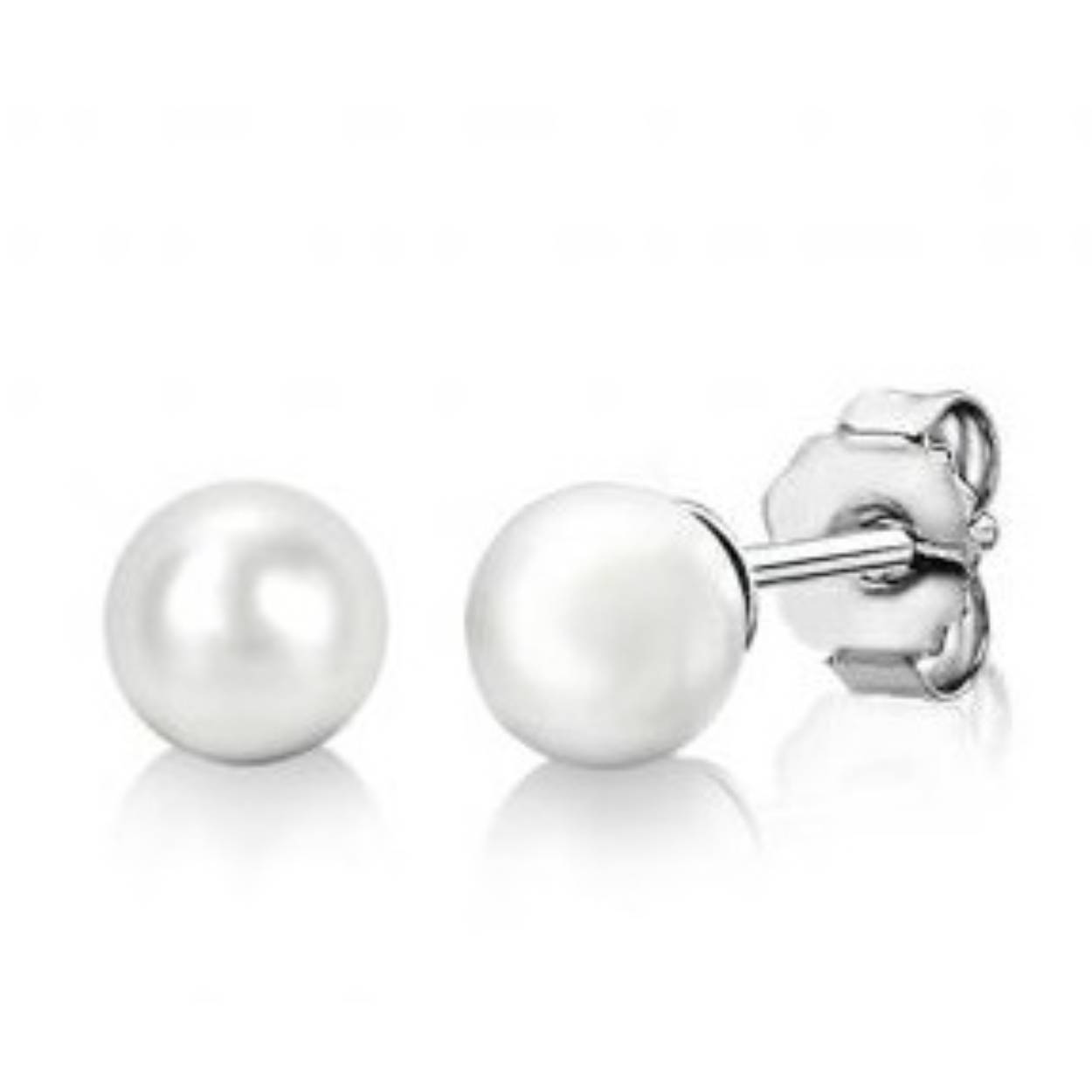 ZINZI  zilver gerhodineerde oorknopjes met een 8 mm imitatie parel gezet.