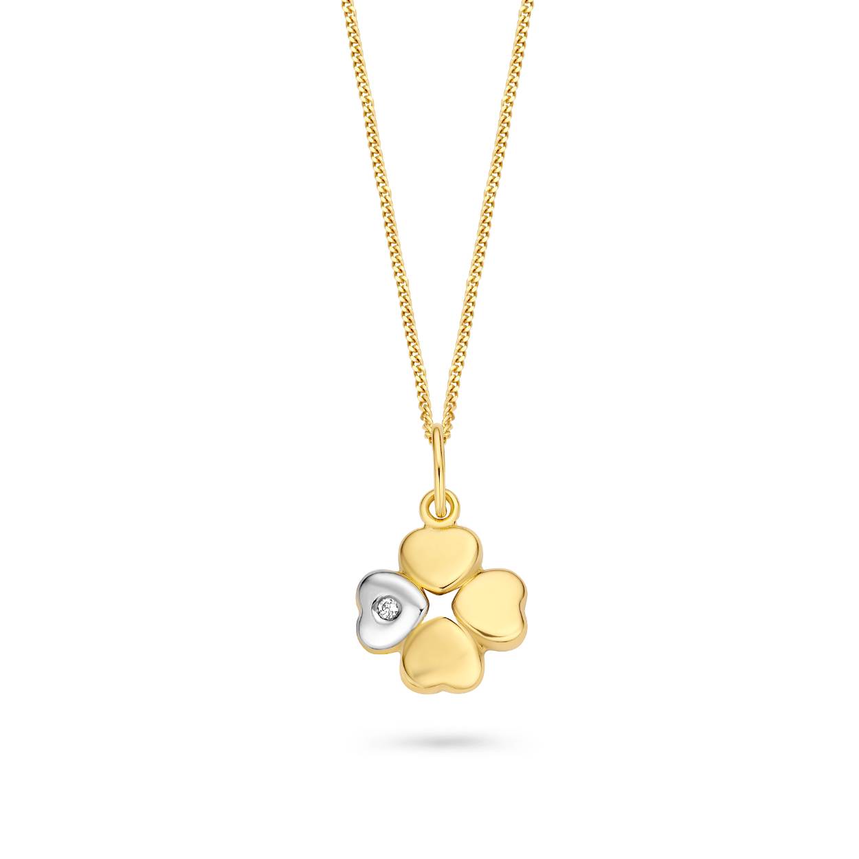 14k geel-witgouden hanger met zirkonia van Joy & Julia exclusief collier