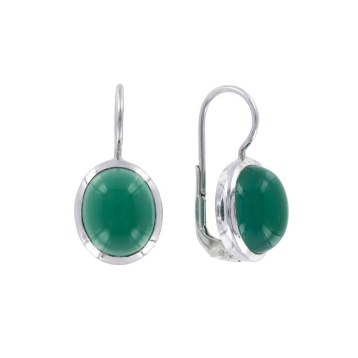 zilveren oorhangers met groene onyx
