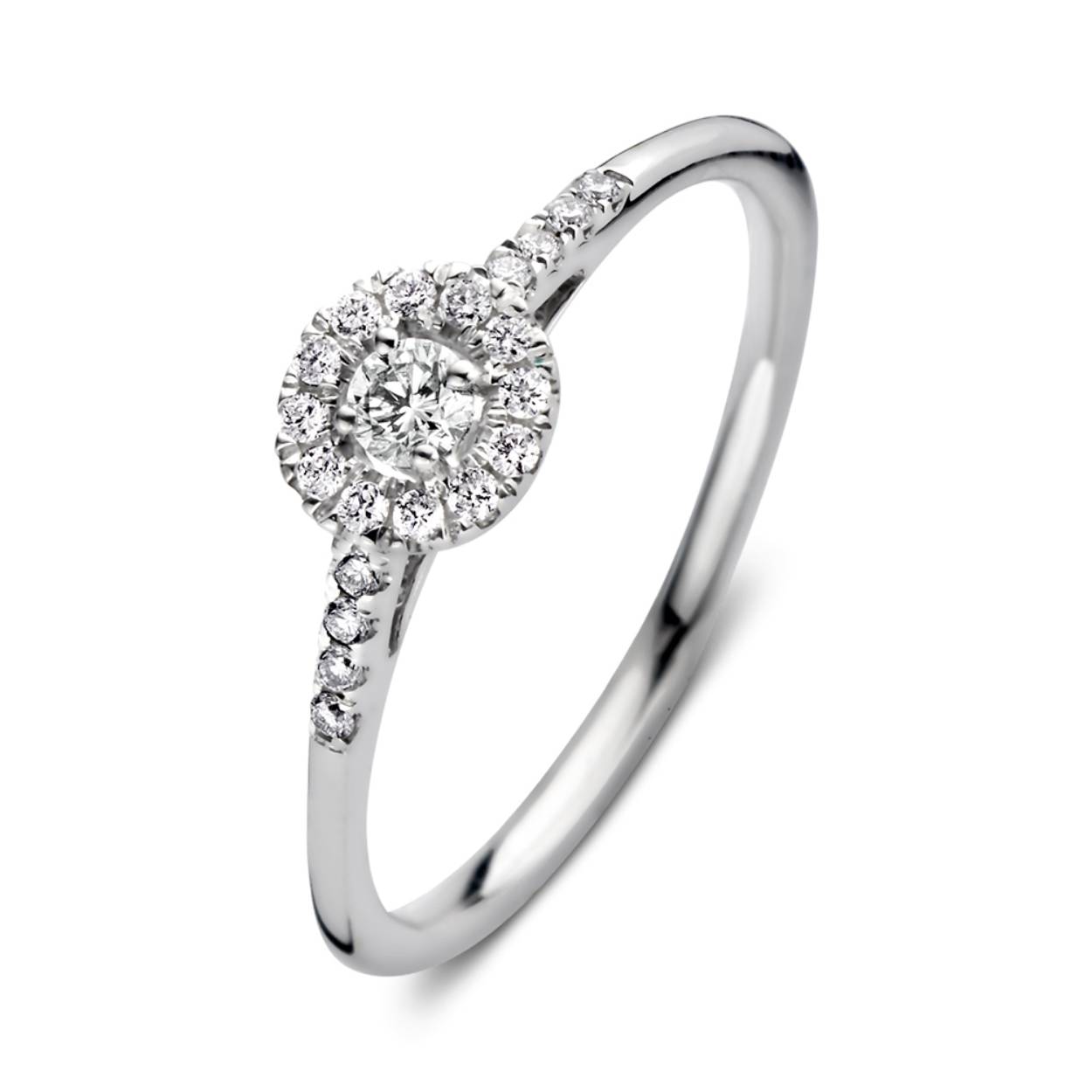 18 krt witgouden ring met 0,2 crt aan lab grown diamanten. 