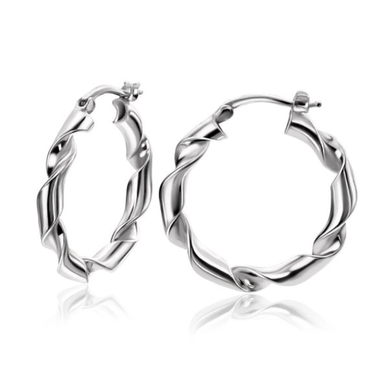ZINZI zilveren oorringen 28mm met trendy gedraaide buis.