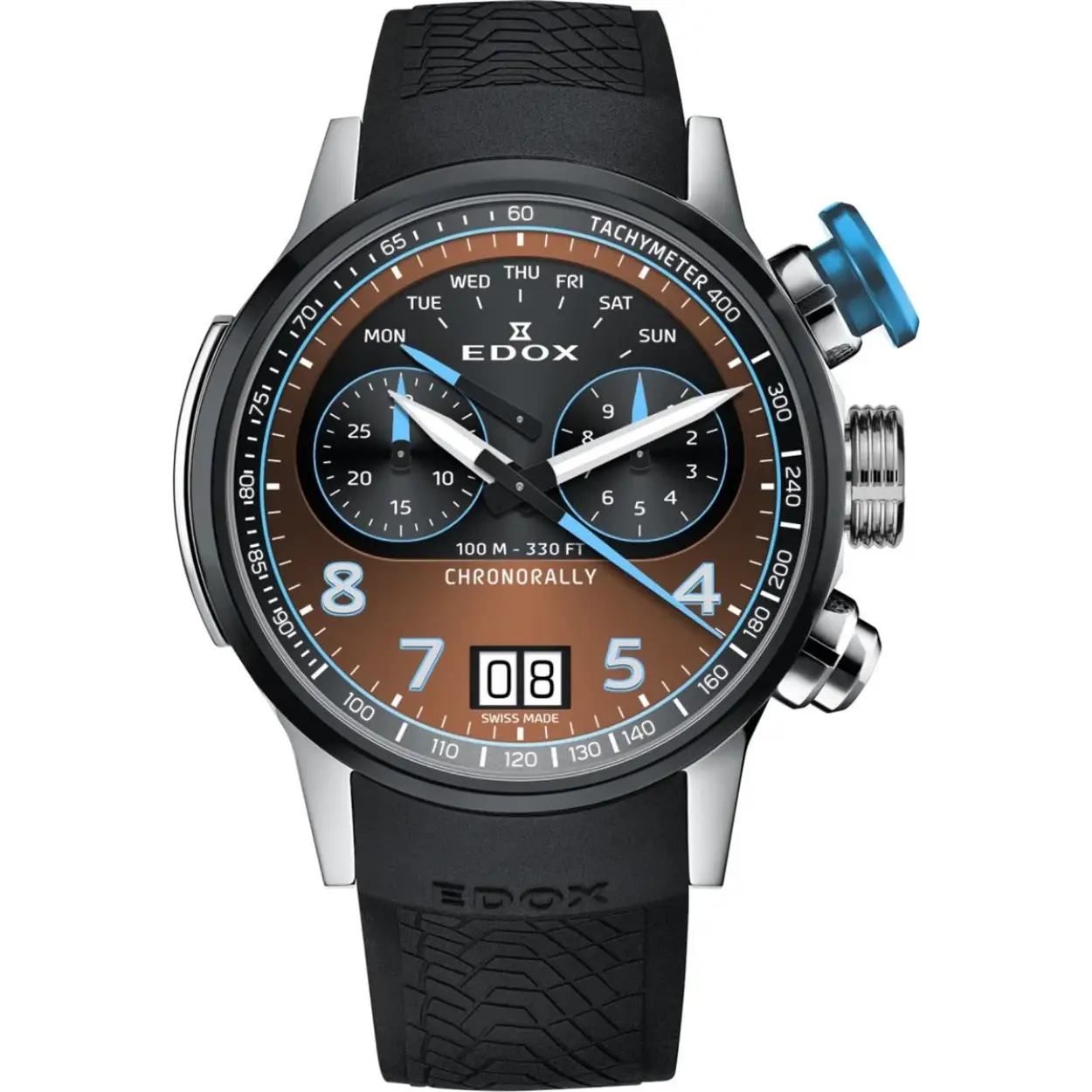 Titanium herenhorloge met speelse blauw/bronzen details