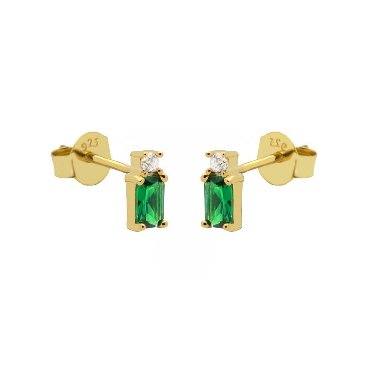 Karma Zirconia Symbols Single Baguette EMERALD GREEN Goldplated