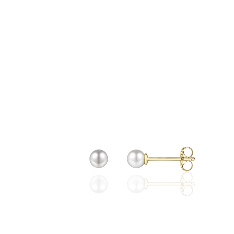 Zoetwater parel, 4mm, oorknoppen met een 14k gouden steker