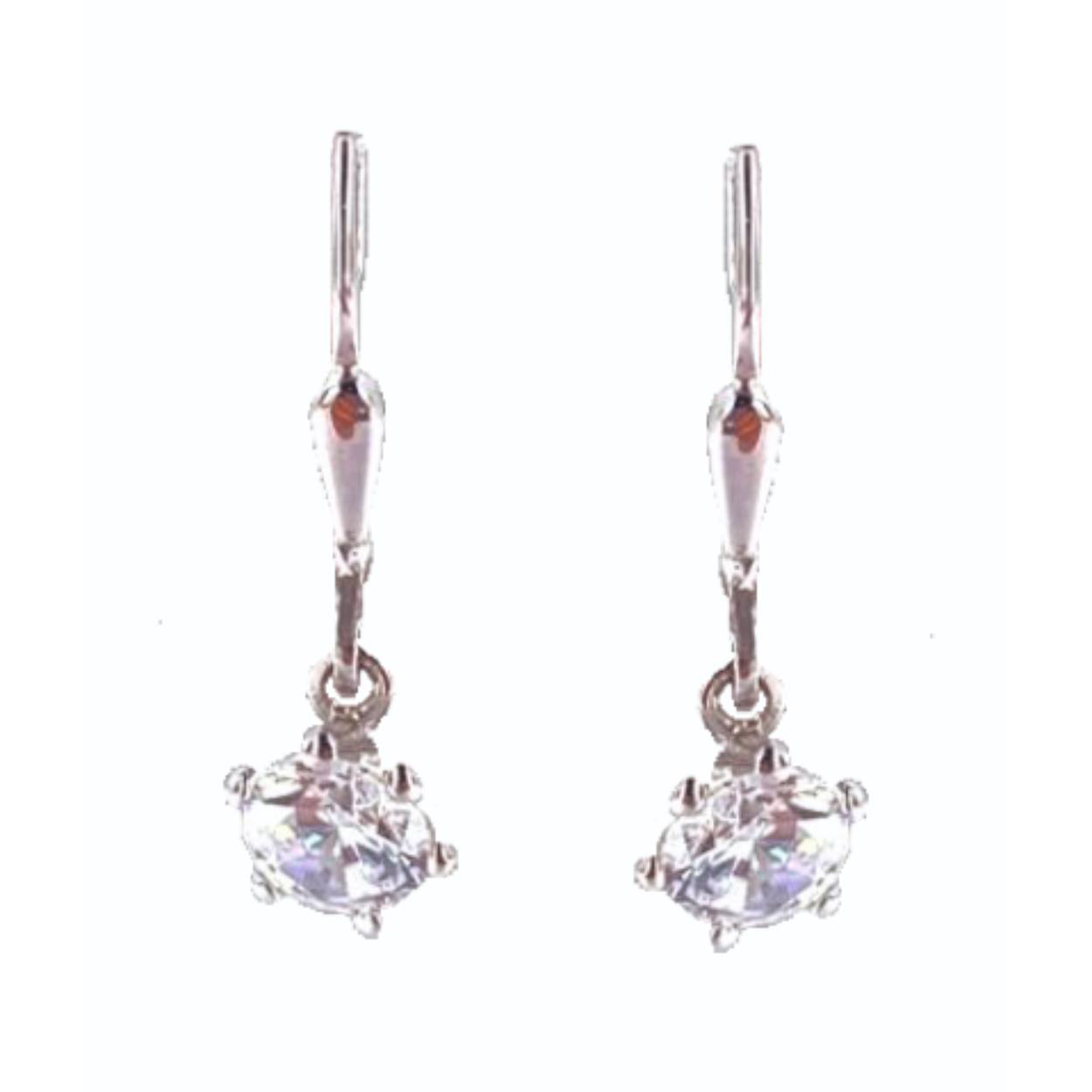 oorbellen in 18kt wit goud met slingerende zirconium