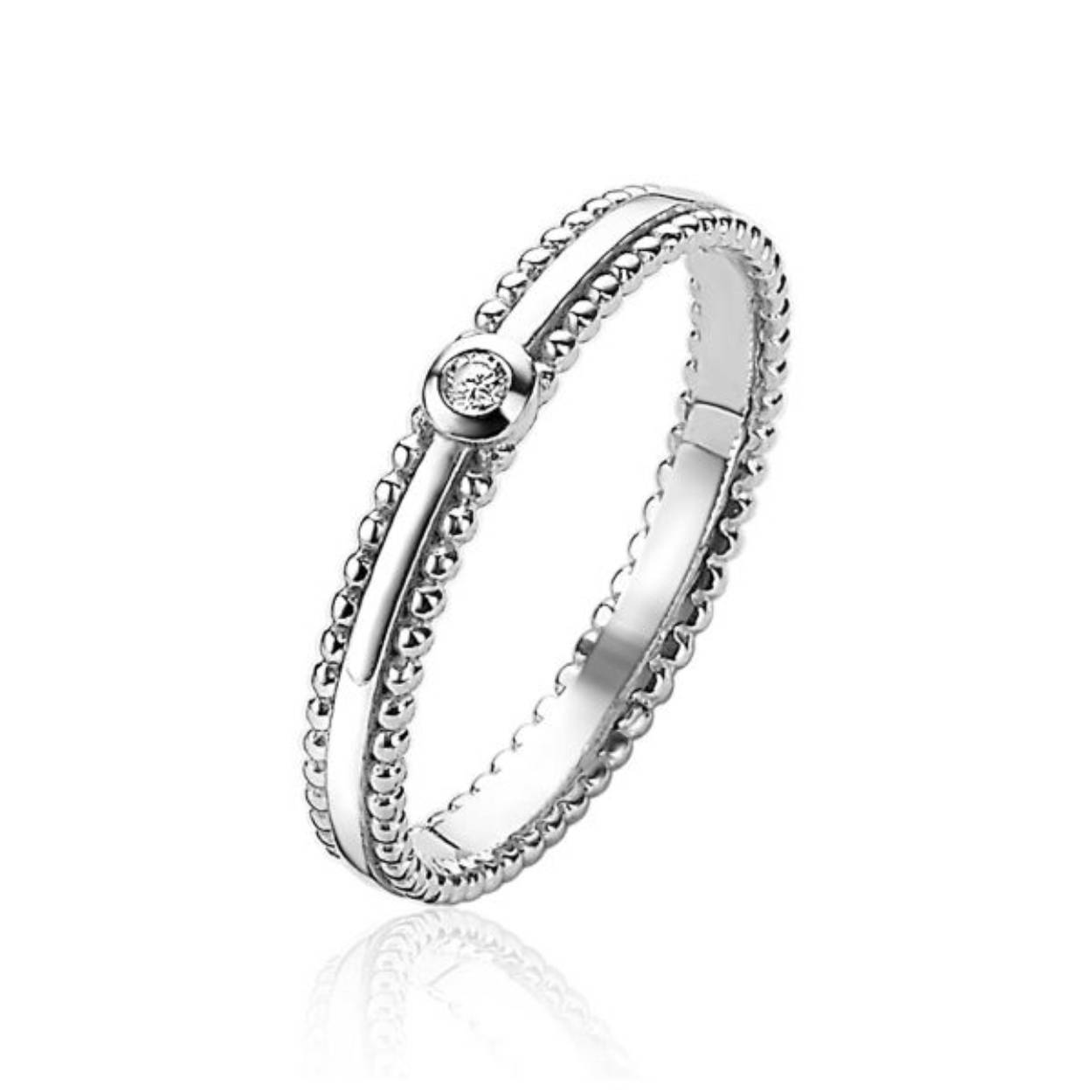 zilveren aanschuifring met zirkonia, maat 50