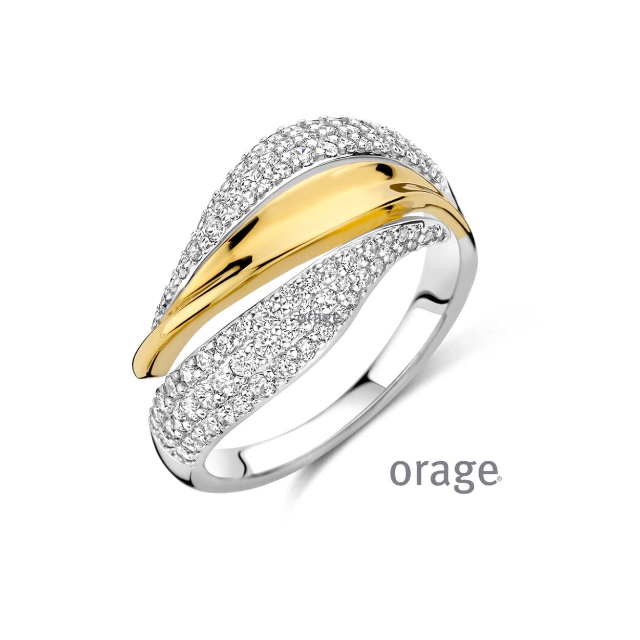 Orage ring zilver bicolor met zirkonia steentjes