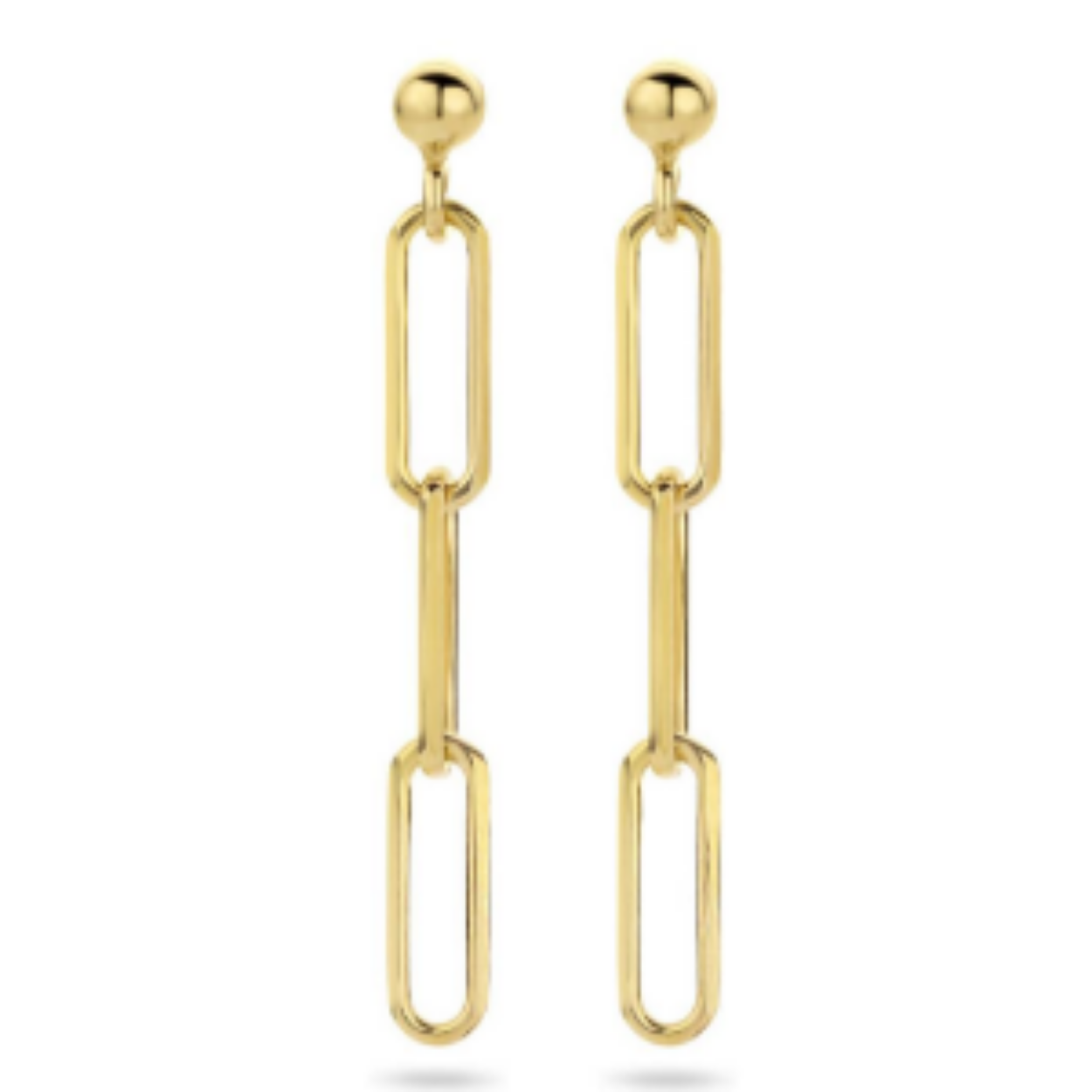 Geelgoud op 925 zilveren oorhangers. De oorhangers hebben een totale hoogte van 4.3cm. Geen garantie op de plating.