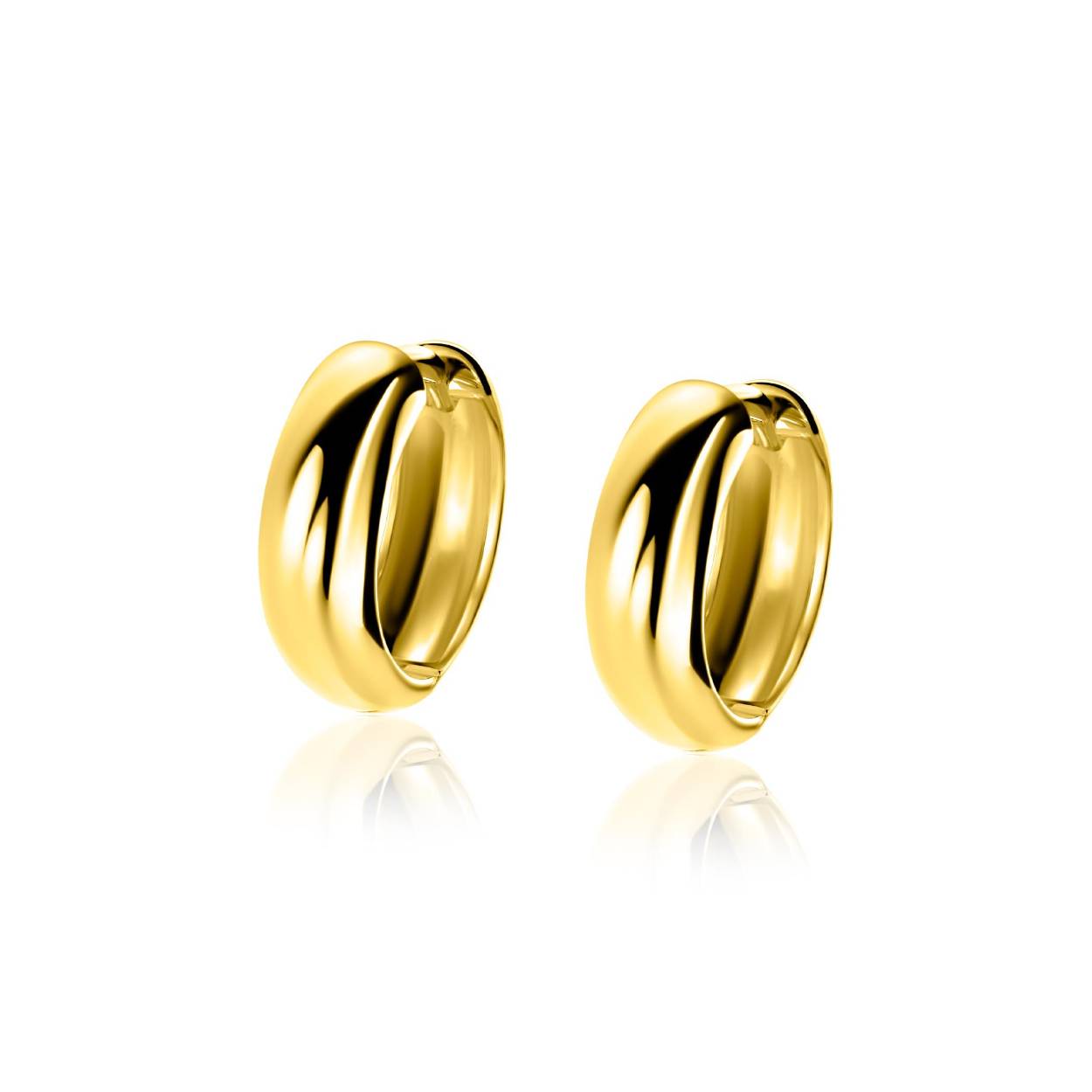 ZINZI goldplated zilveren gladde oorringen met brede ronde buis 5mm met luxe klapsluiting ZIO2792G