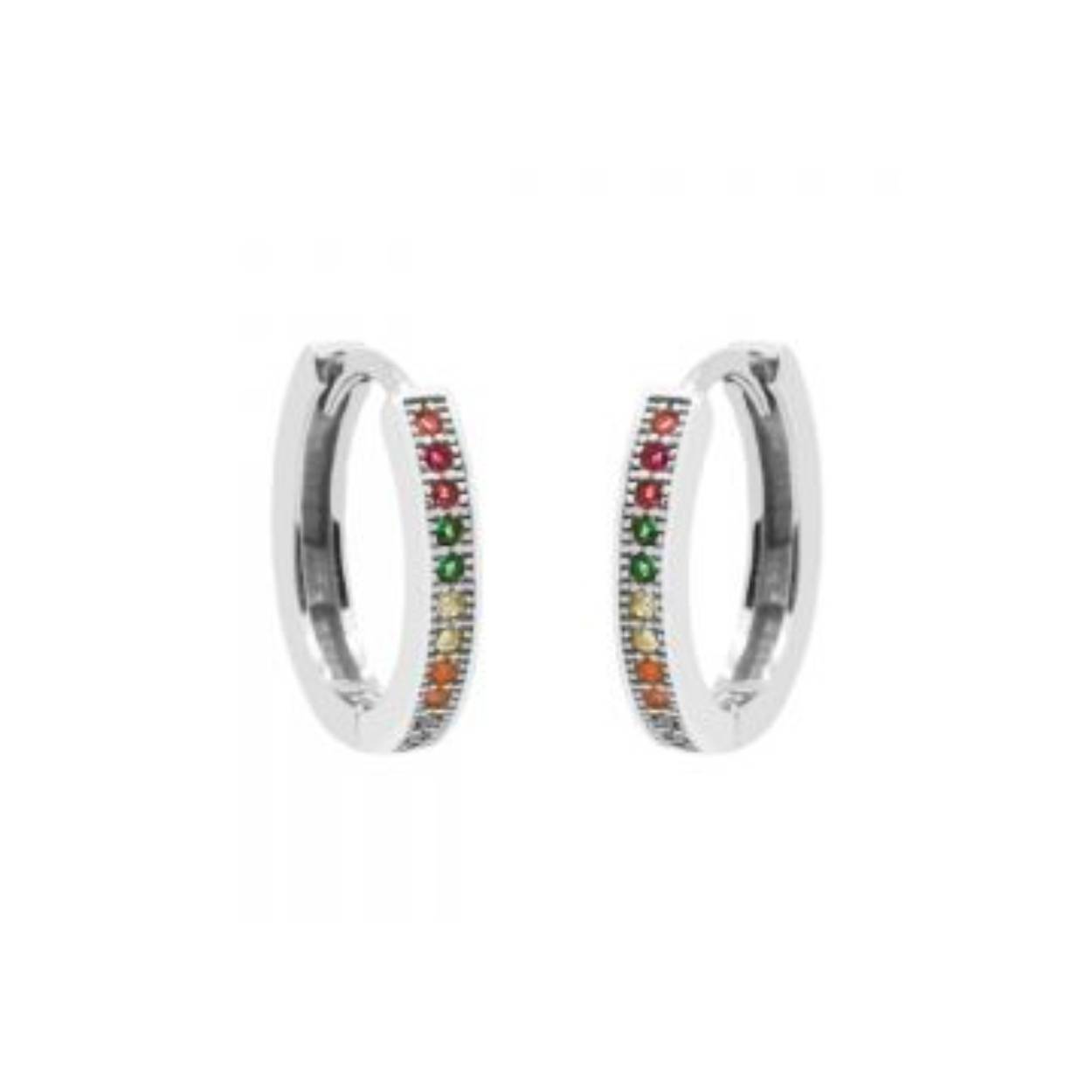 Hinged Hoops Rainbow Silver