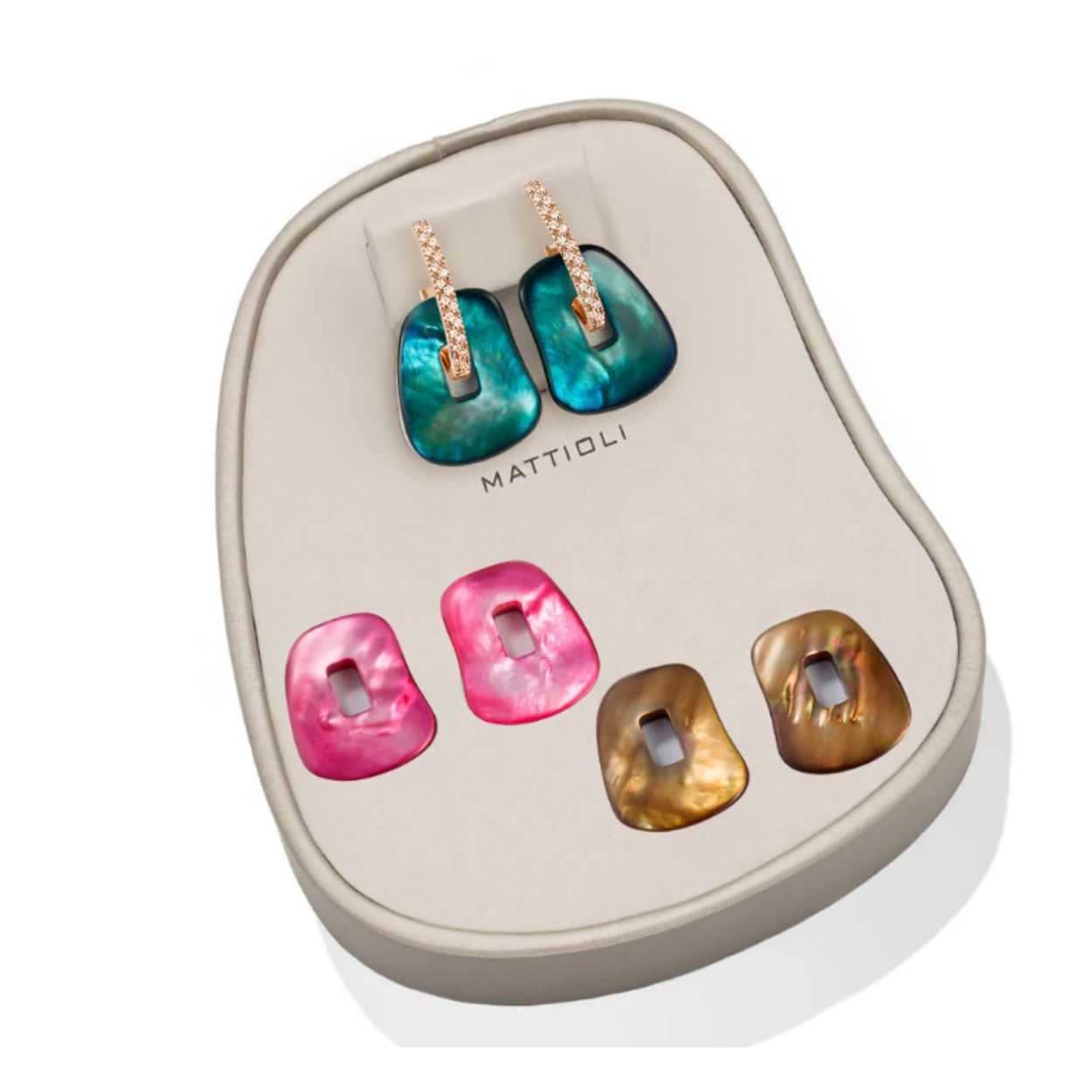 Mattioli Puzzle medium oorbellen met 3 paar kleuren