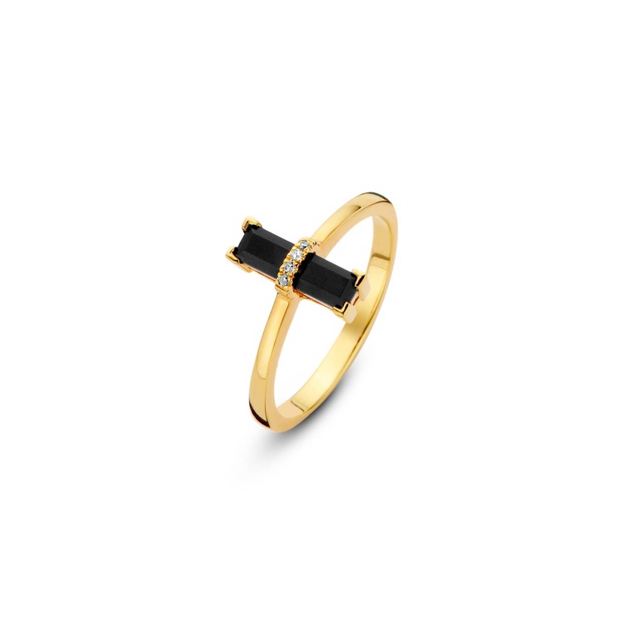 Ring zilver met onyx steen en geplacqeerd