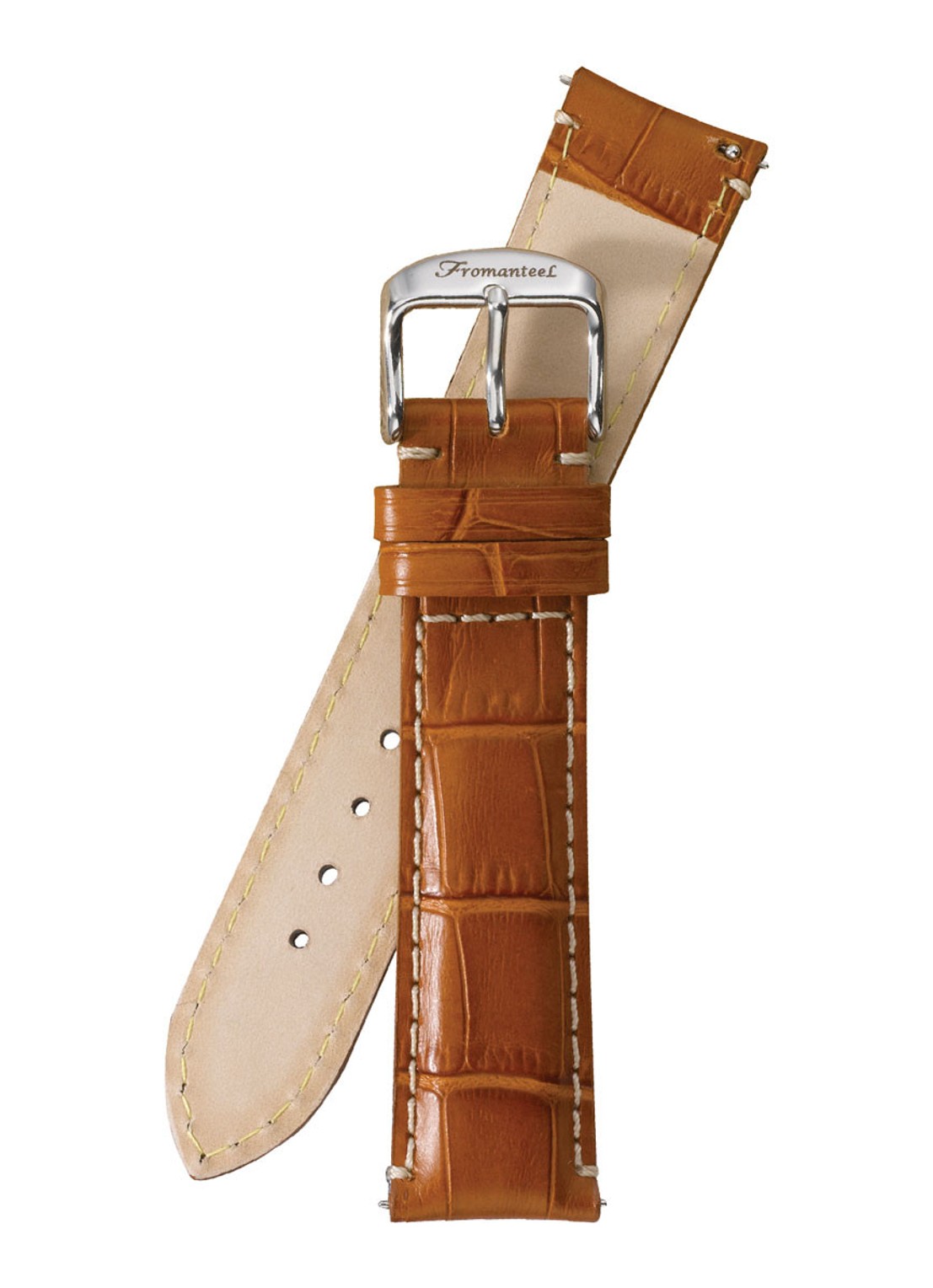 Horlogeband Calf Leather Light Brown Croco