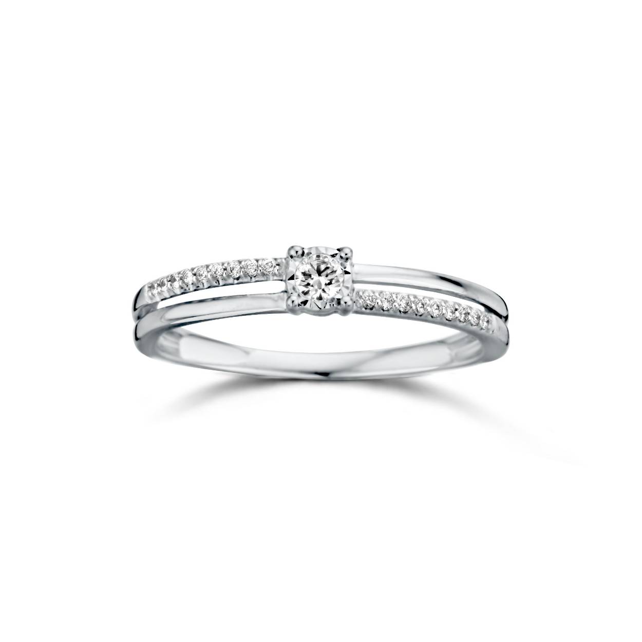 Wit gouden ring 18kt met 0.10ct briljant