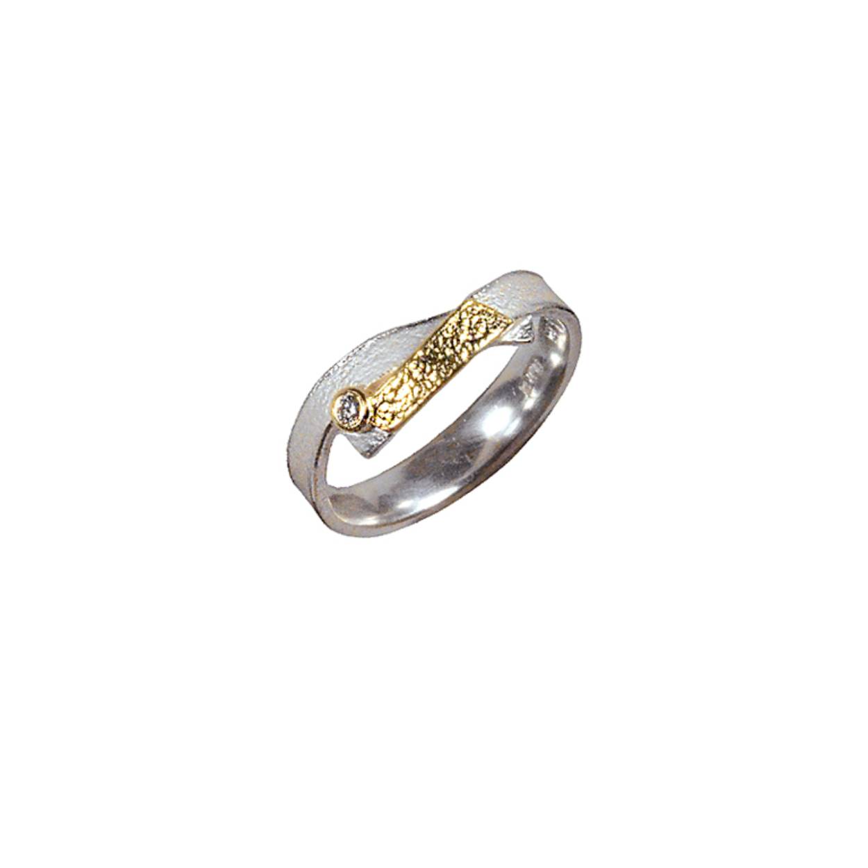 ZIlveren ring met 18 kt goud