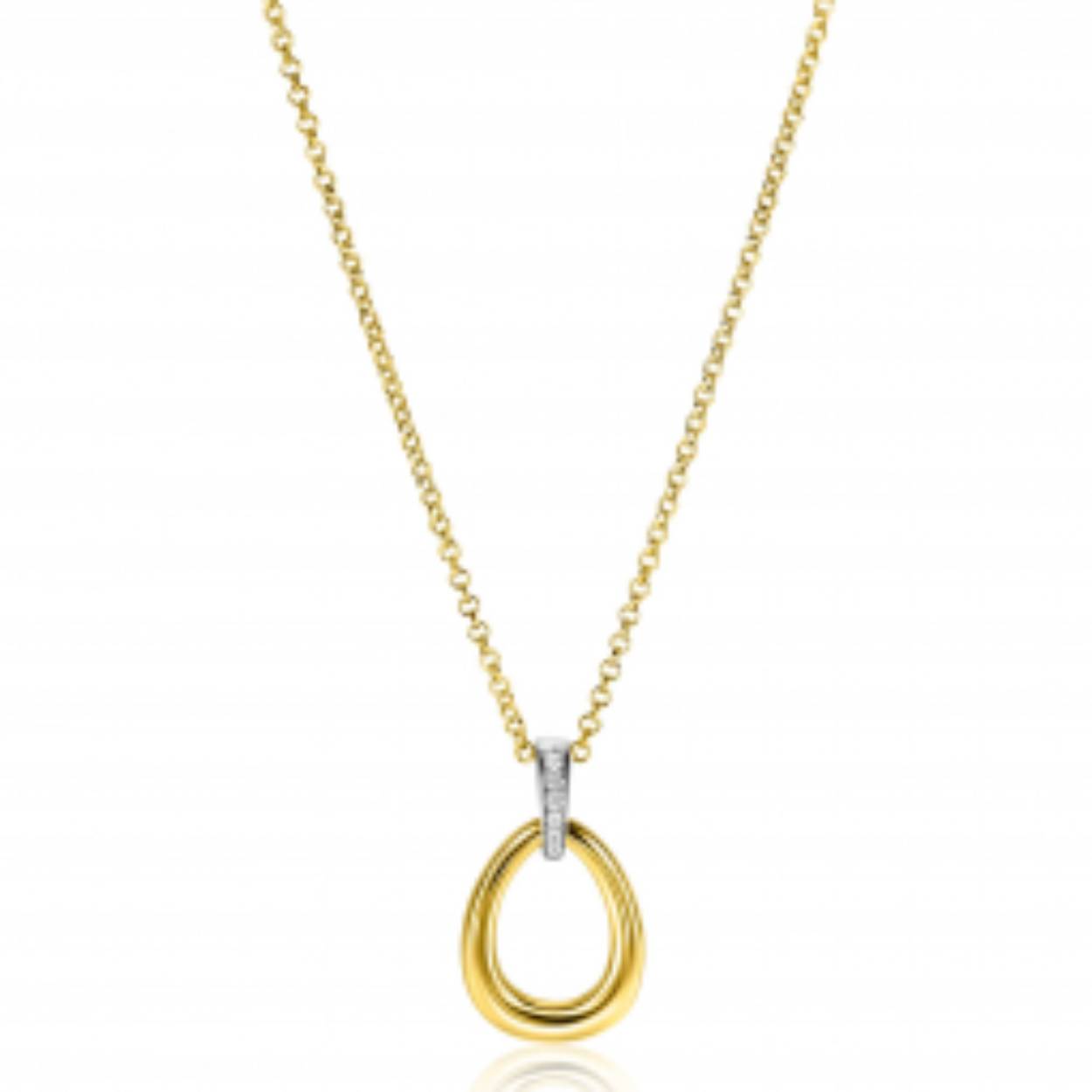 Zinzi zilver vergulde hanger met zirkonia.