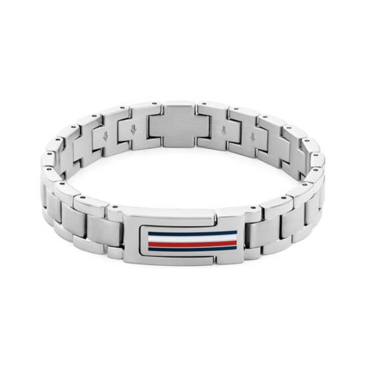 Tommy Hilfiger Jewels TJ2790596 Armband Heren Staal 19cm
Deze armband van Tommy Hilfiger uit de jewelry serie MASON met nr: TJ2790596 is een stoer model. De zilverkleurige stalen heren schakelarmband heeft een magneetsluiting met daarop het gekleurde loge van Tommy Hilfiger. De armband heeft een lengte van 19cm. Ook leuk te combineren met andere sieraden van Tommy Hilfiger.

Het merk:
Tommy Hilfiger is wereldwijd één van de grootste designer lifestyle merken en is internationaal bekend om haar classic American cool stijl. De sieraden zijn voor dames en heren met een eigen stijl, die niet bang zijn om dit aan de wereld te laten zien.

Specificaties:
- Stalen armband met logo
- Strakke bolle schakel
- Lengte 19cm
- Heren sieraad
- Magneetsluiting