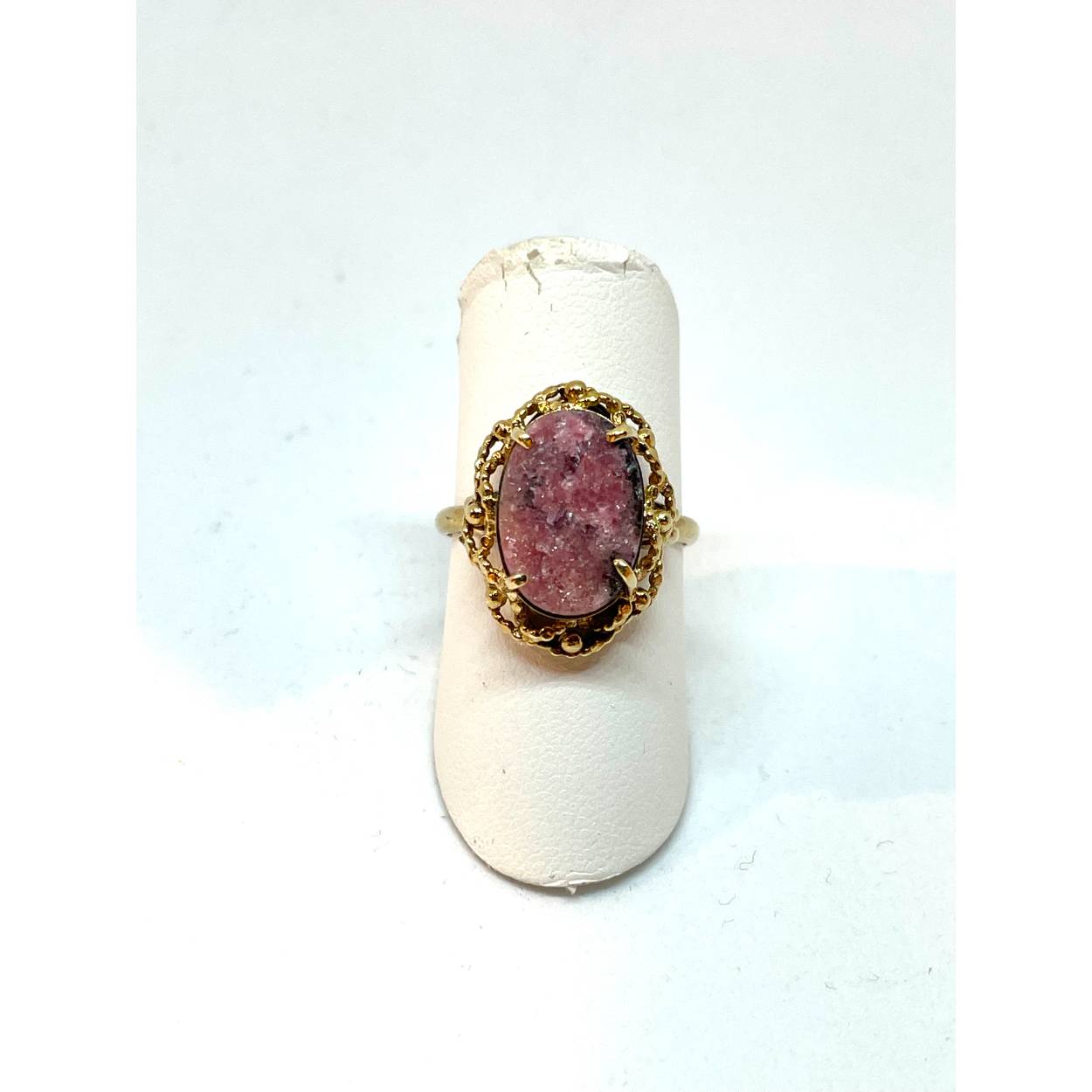 14k goud ring roze quartz