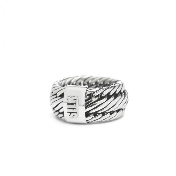 Brede zilveren schakel ring