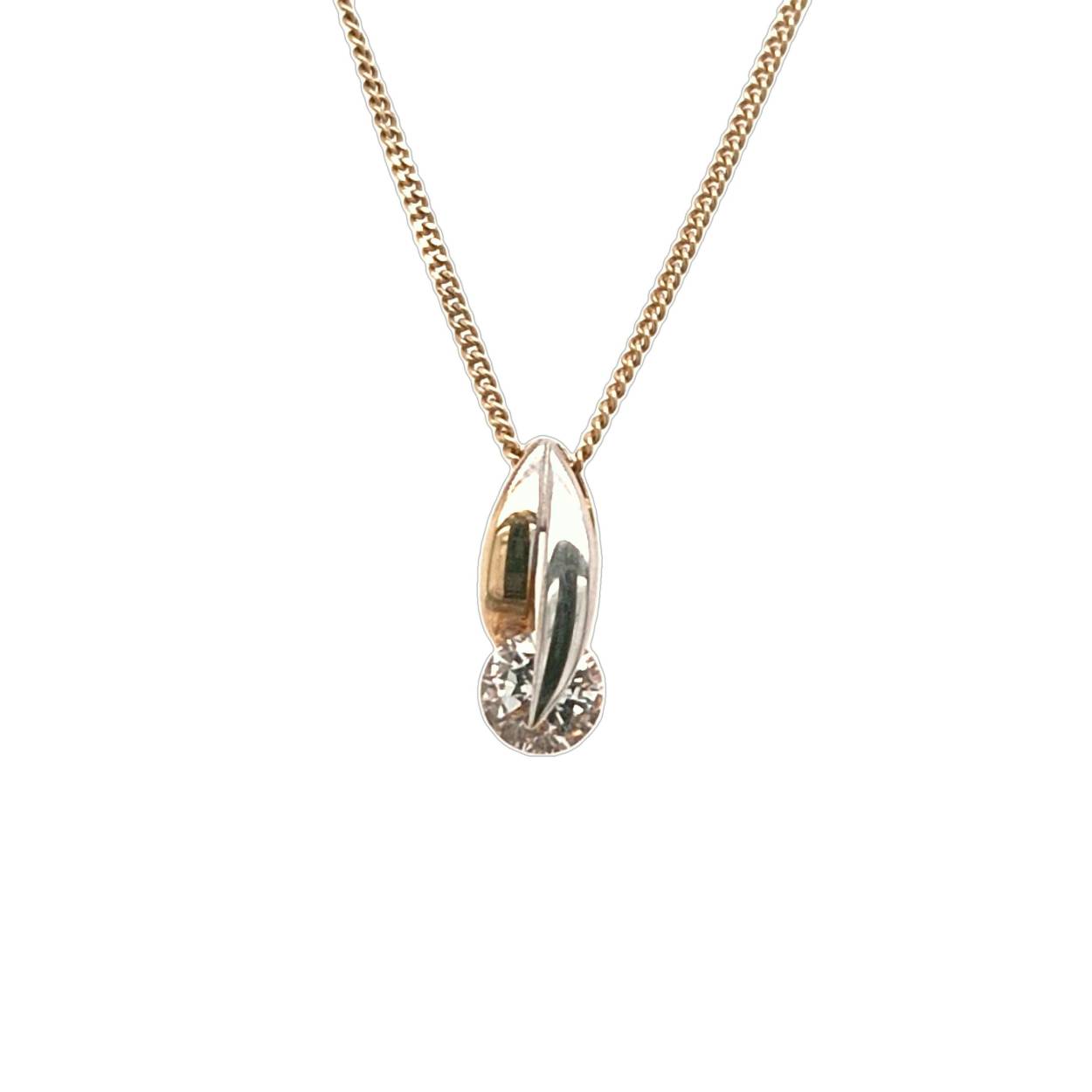 bicolor gouden hanger met zirconia