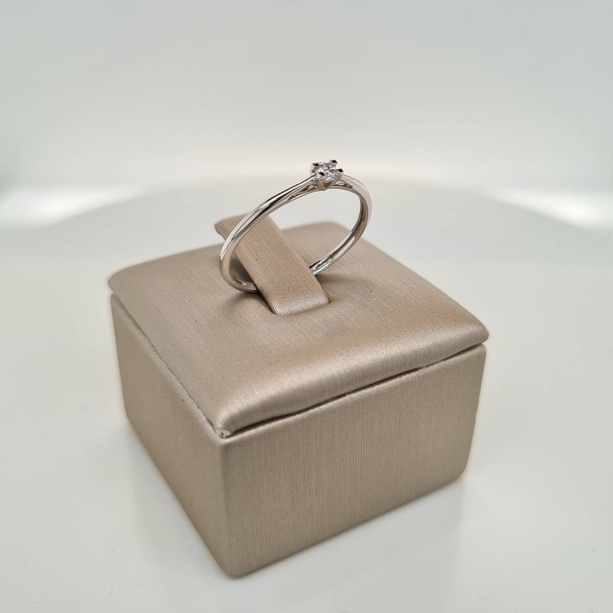 Prachtige 18 karaat witgouden solitair ring met diamant, 0.07crt. 

De maat van de ring is 54 ( 17 1/4). Heeft u een andere maat, neem dan gerust contact met ons op.