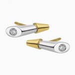 Eclat 14 krt. bicolor  geel/witgouden oorknoppen met diamant