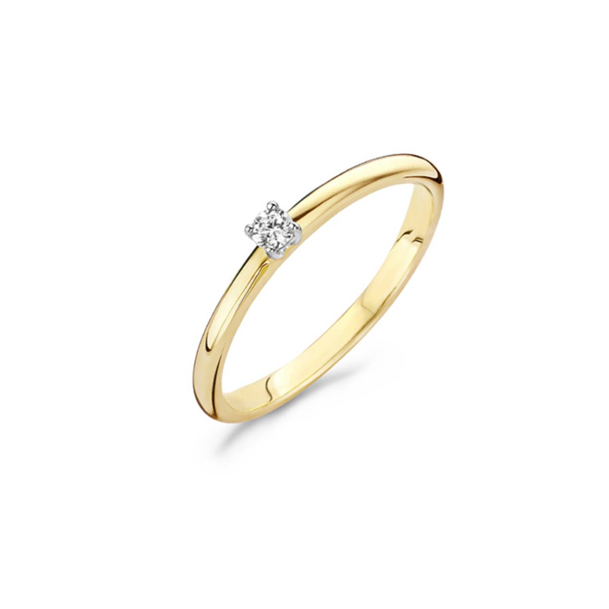Blush ring 14k wit- en geelgoud met briljant geslepen diamant.
