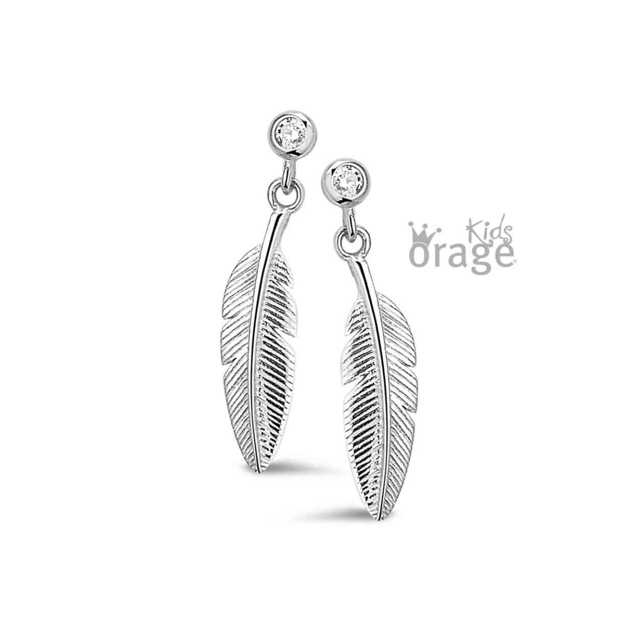 Zilveren oorstekers 'veer' met zirkonium steentje
Ook verkrijgbaar in de goudkleurige versie