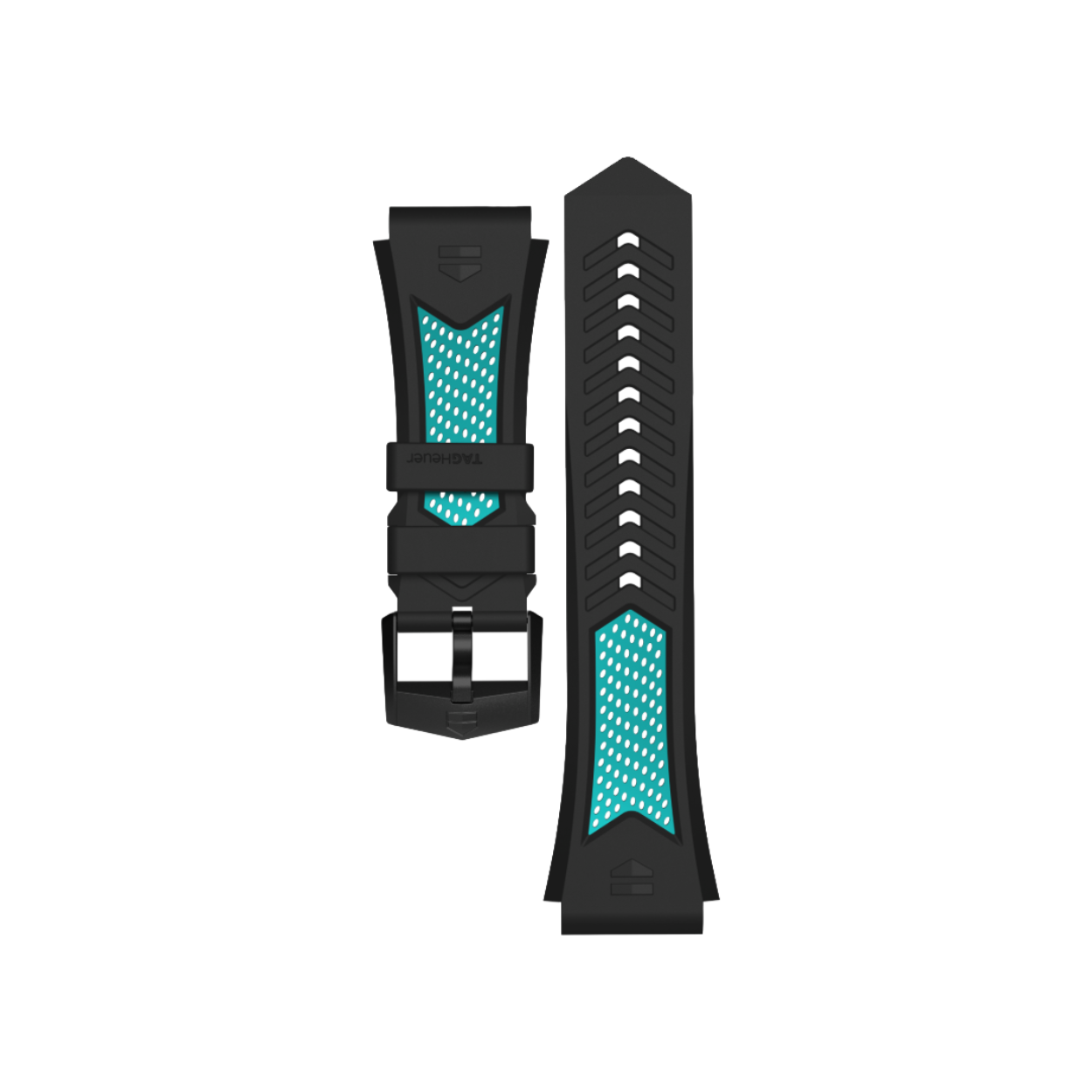 Volg uw sportieve sessie en zet de grenzen verder met deze high-end, ergonomische blauw en zwarte sportband met bijpassende zwarte  sluiting. Op maat gemaakt voor u, is deze luxe armband geschikt voor elk TAG Heuer Connected Calibre E4 horloge model van 45mm.