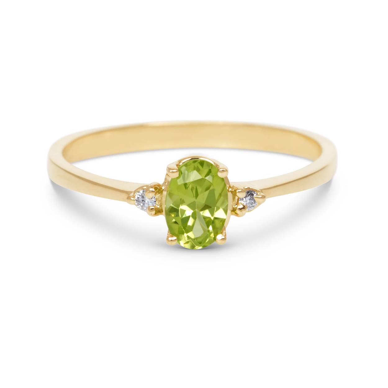 Miss Spring Ring Geelgoud 18Kt, Peridoot Ovaal