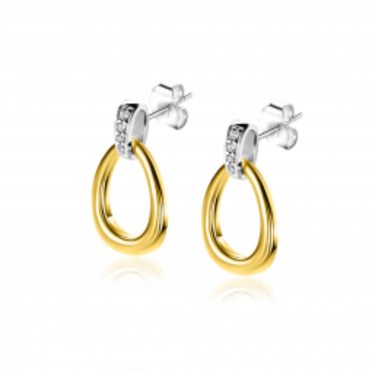 Zinzi zilver vergulde oorstekers met zirkonia.