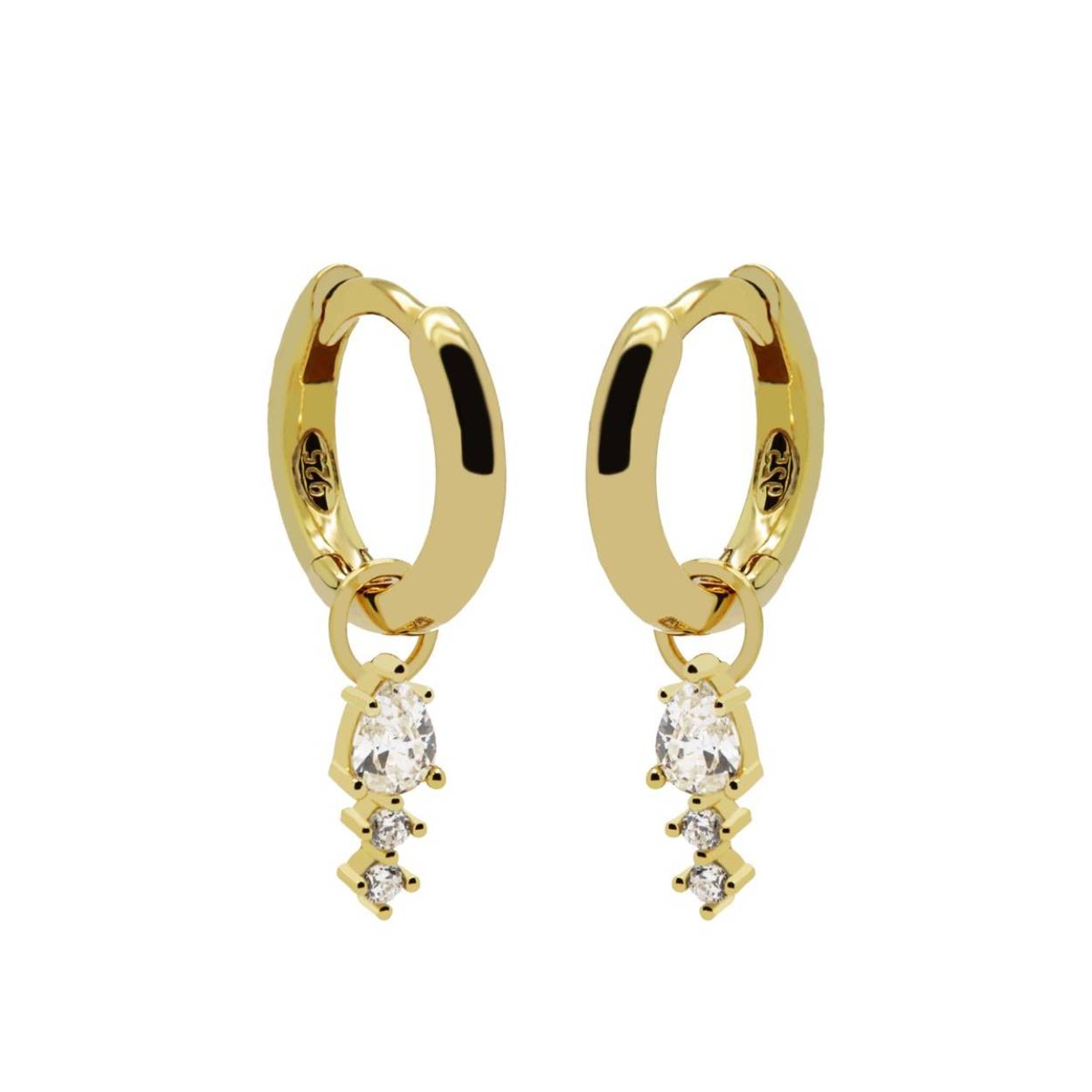 Karma Hinged Hoops Symbols Duo Drop Goldplated