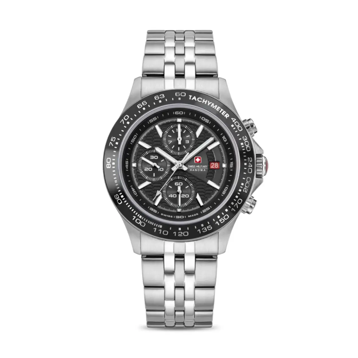 Swiss Military horloge met stalen band,  Watchman staal/zwart