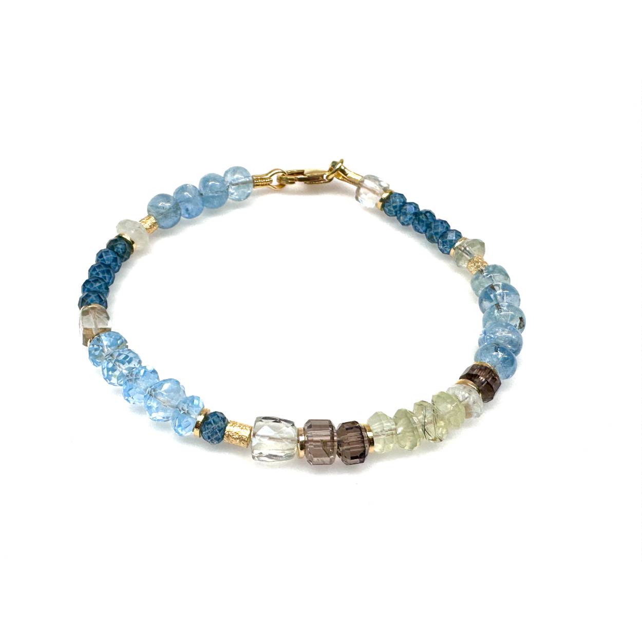 armband  go sky topaas aqua prheniet rookquarz