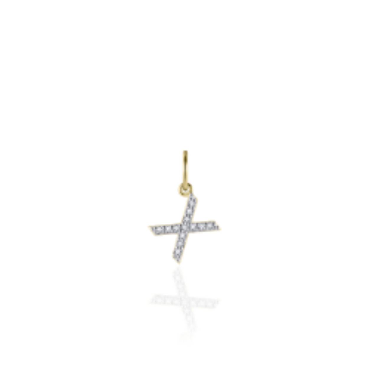letter X | zilver goldplated | zirkonia's