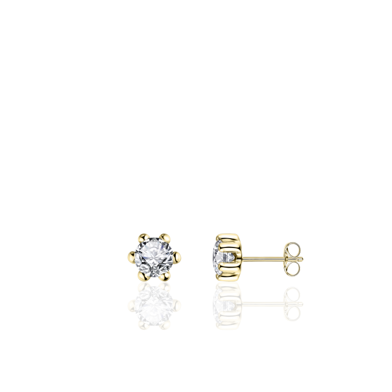 Gouden oorsteker 5mm solitair Zirkonia VGE002/5
14k gouden solitair oorknoppen met zirkonia 5mm
Oorknoppen zijn uit te breiden tot een set met bijpassende hanger en ring
