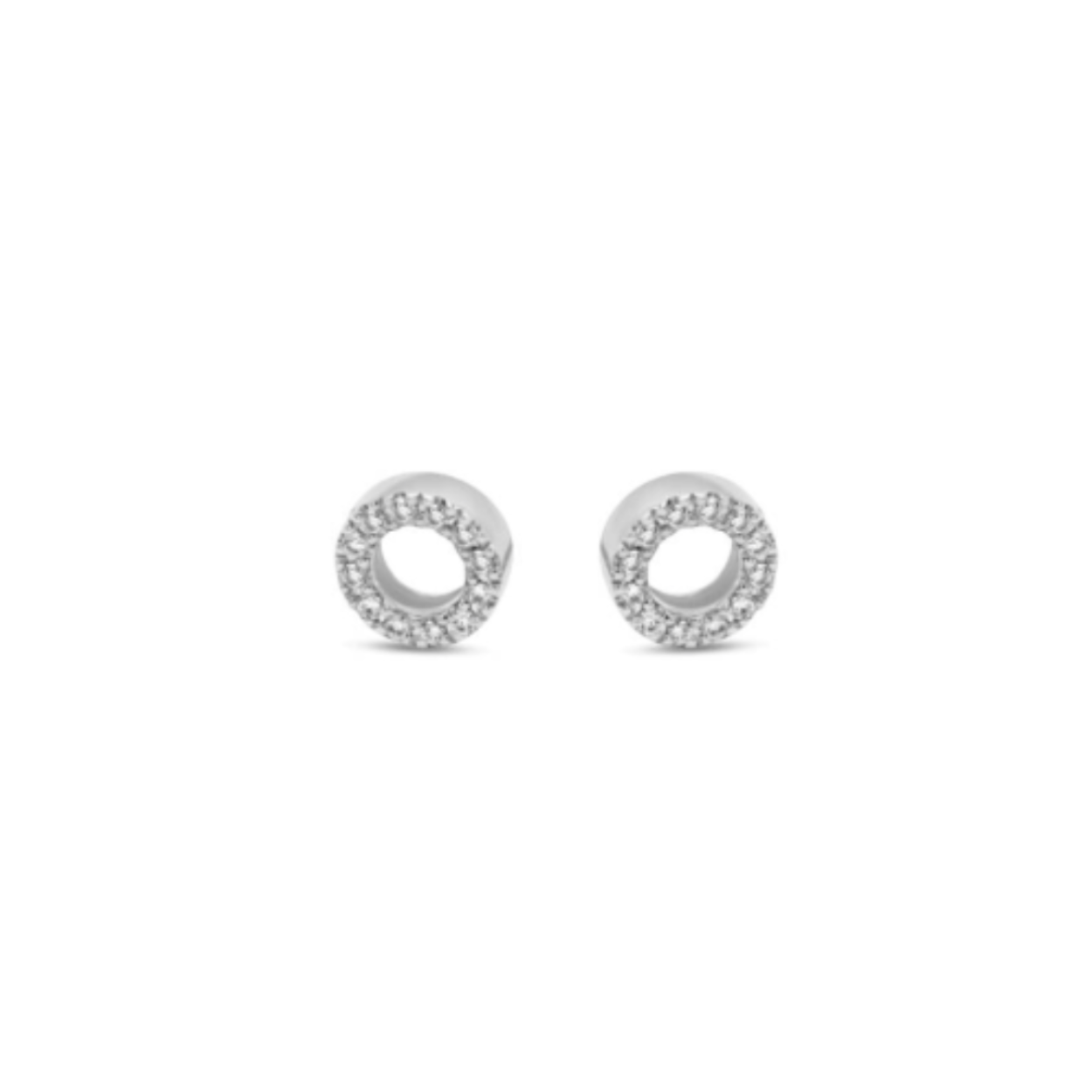 Witgouden oorstekers 18Kt met diamant 0.06ct