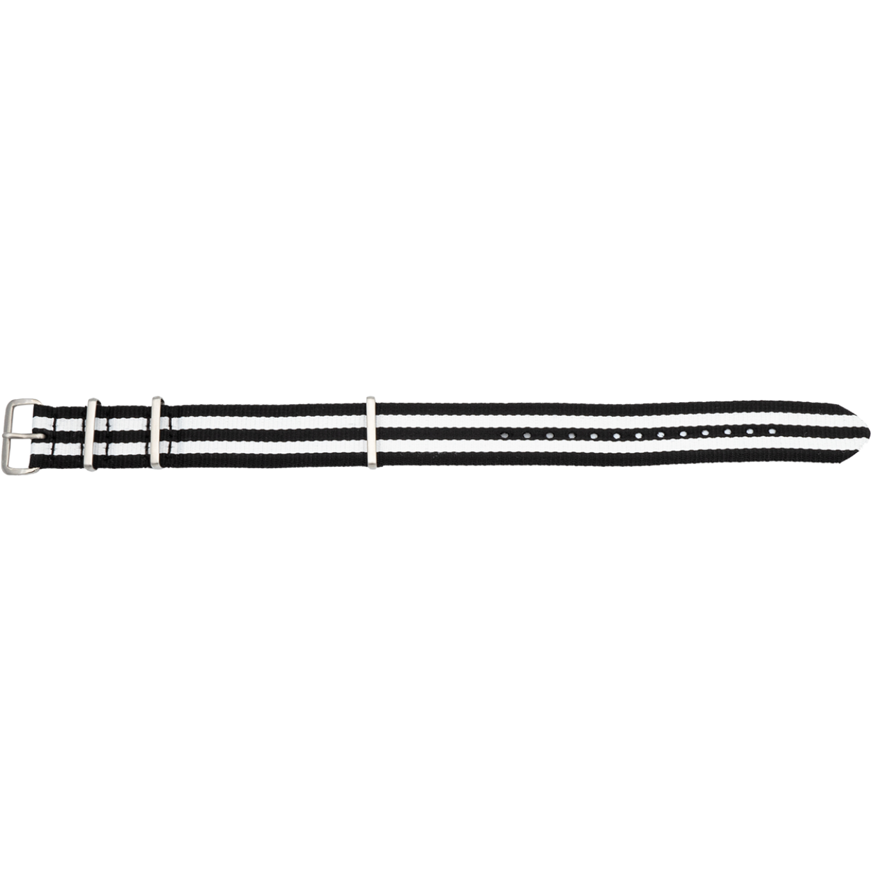 Horlogeband nylon 704 nato 22mm zwart/ wit nylon